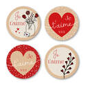 Stickers Ronds Je t'aime - 1 Rouleau