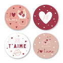 Autocollants ronds Je t'aime - Idéal pour toutes occasions