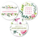 Stickers Ronds Joyeux Anniversaire - 1 Rouleau