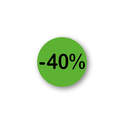 Étiquettes de Réduction 40% Fluo Vert/Noir - 1 Rouleau