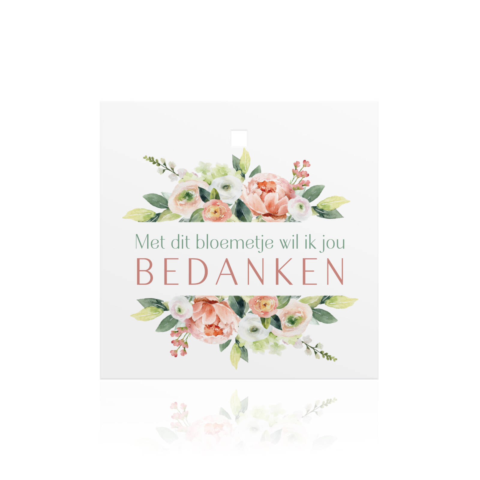 Carte carrée: Merci avec fleur