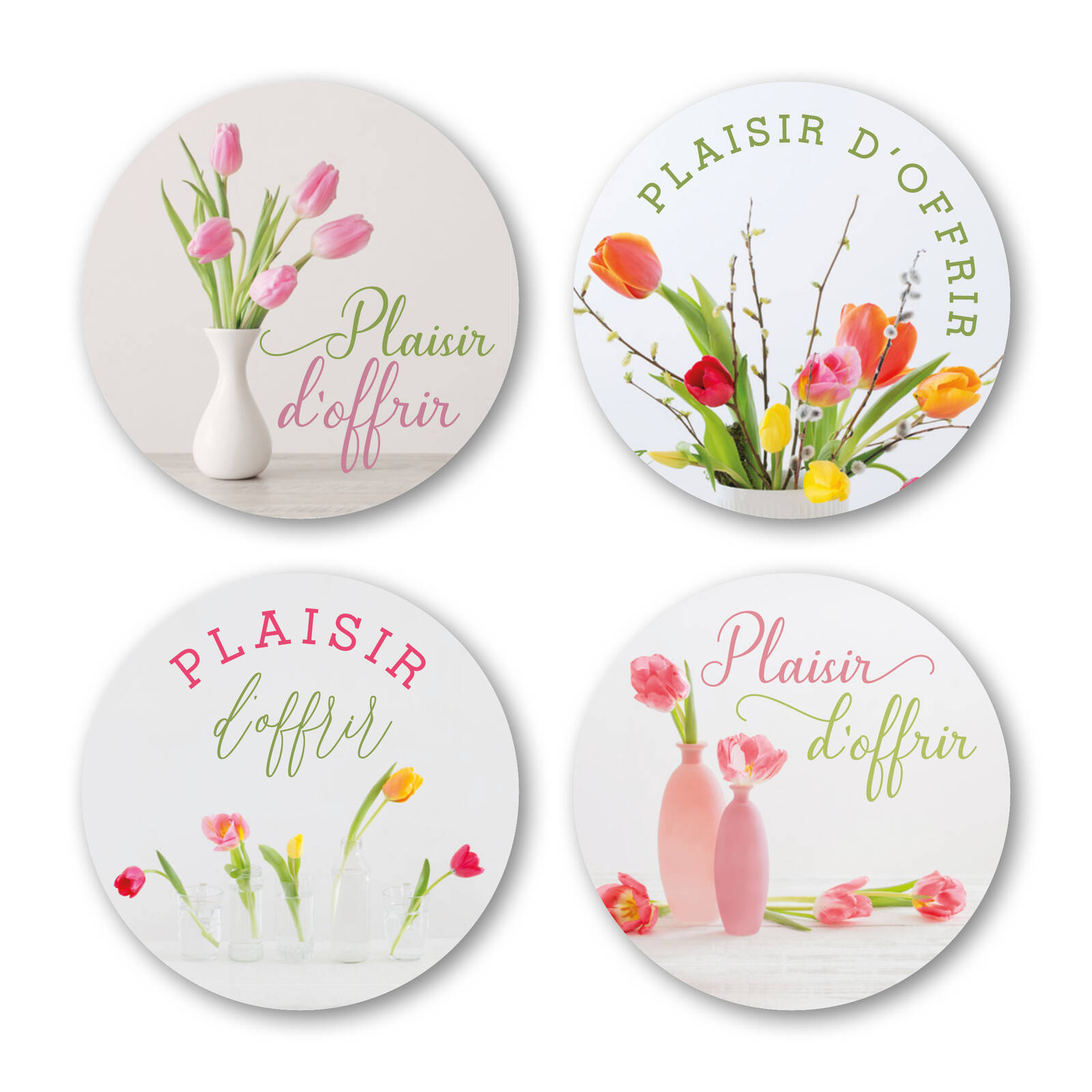 Stickers Ronds Plaisir d'offrir - 1 Rouleau