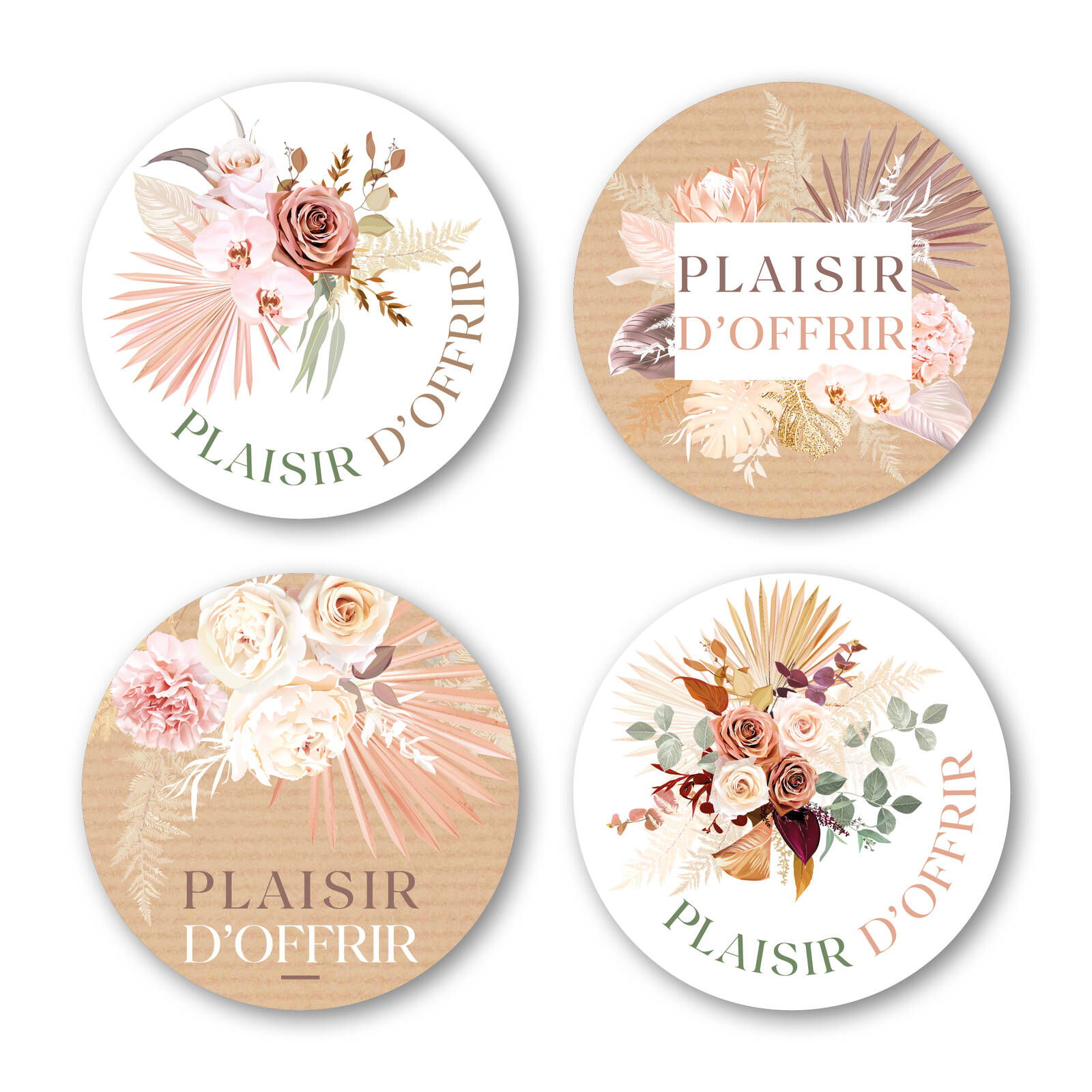 Stickers Ronds Plaisir d'offrir - 1 Rouleau