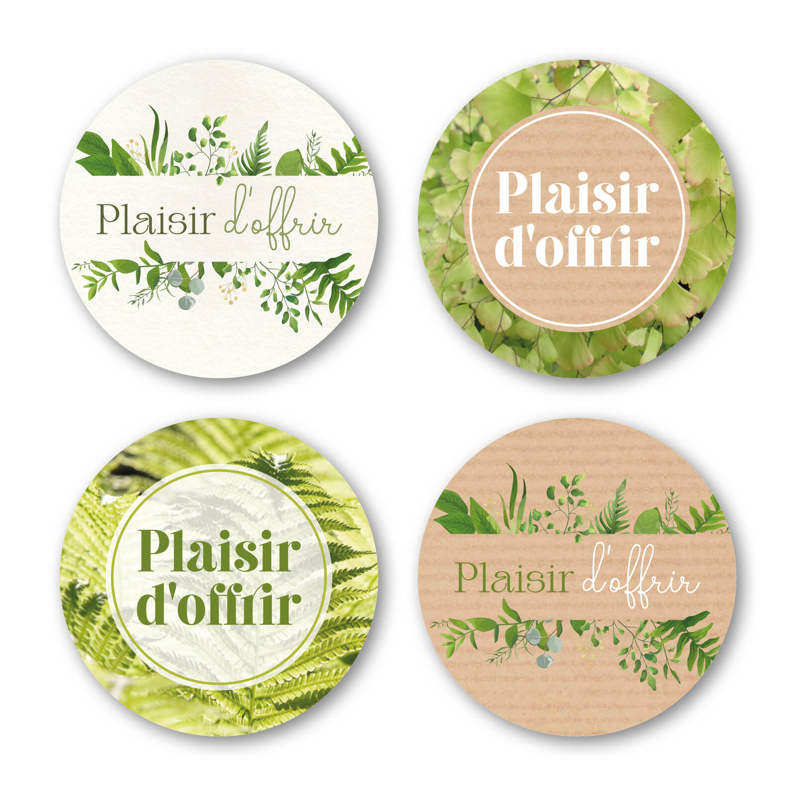 Stickers Ronds Plaisir d'offrir - 1 Rouleau