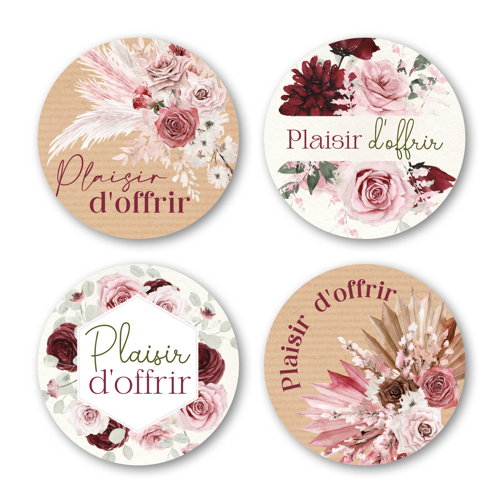 Autocollants Ronds Plaisir d'offrir - 1 Rouleau