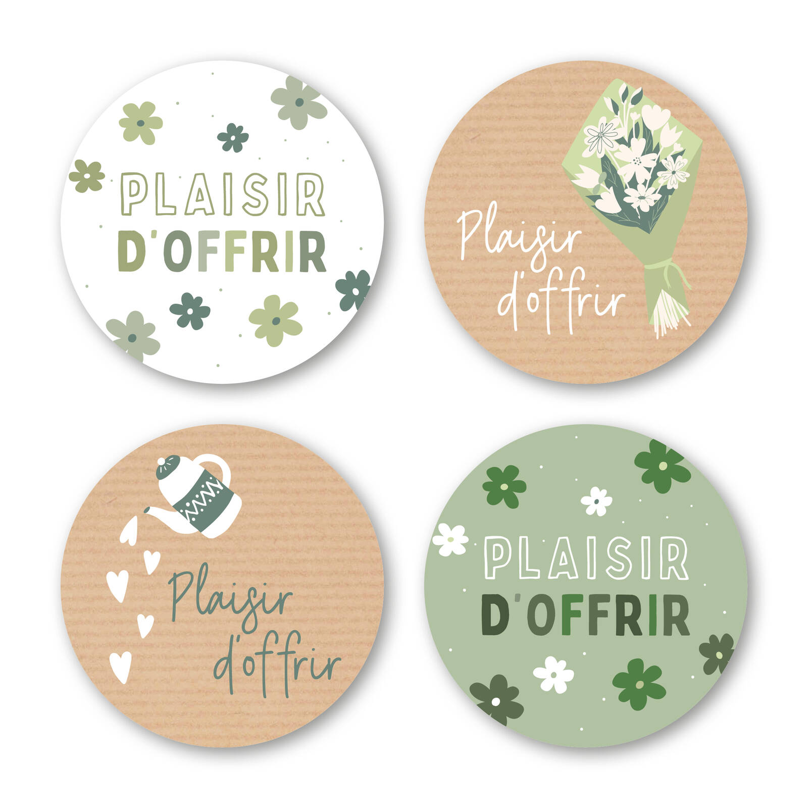 Stickers Ronds Plaisir d'Offrir - 1 Rouleau