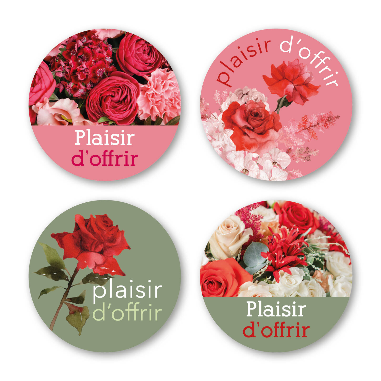 Stickers Ronds Plaisir d'offrir - 1 Rouleau