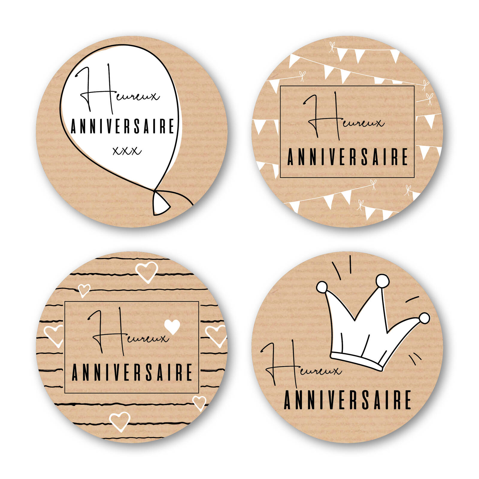 Stickers Heureux anniversaire - 1 rouleau