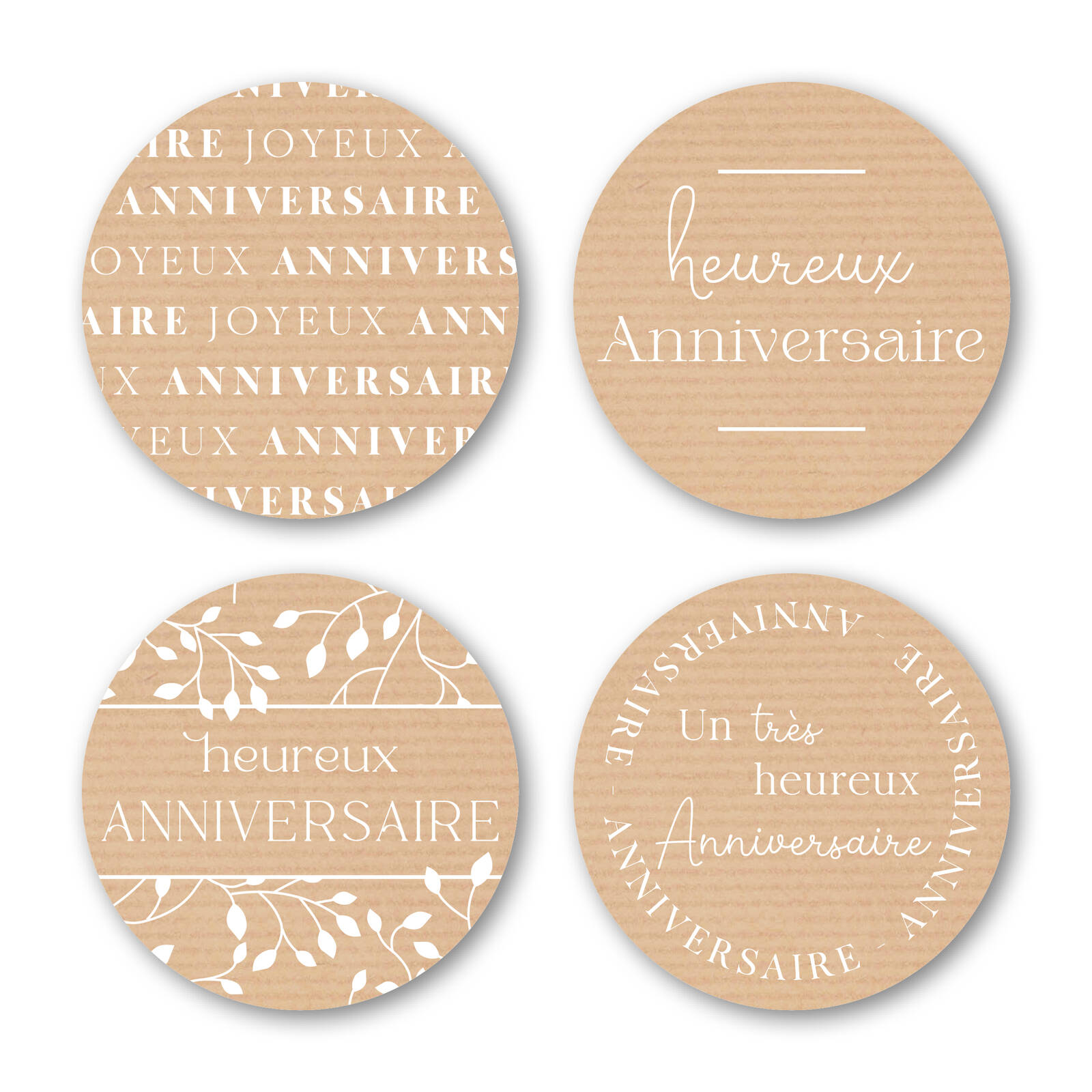 Stickers Ronds Joyeux Anniversaire - 1 Rouleau