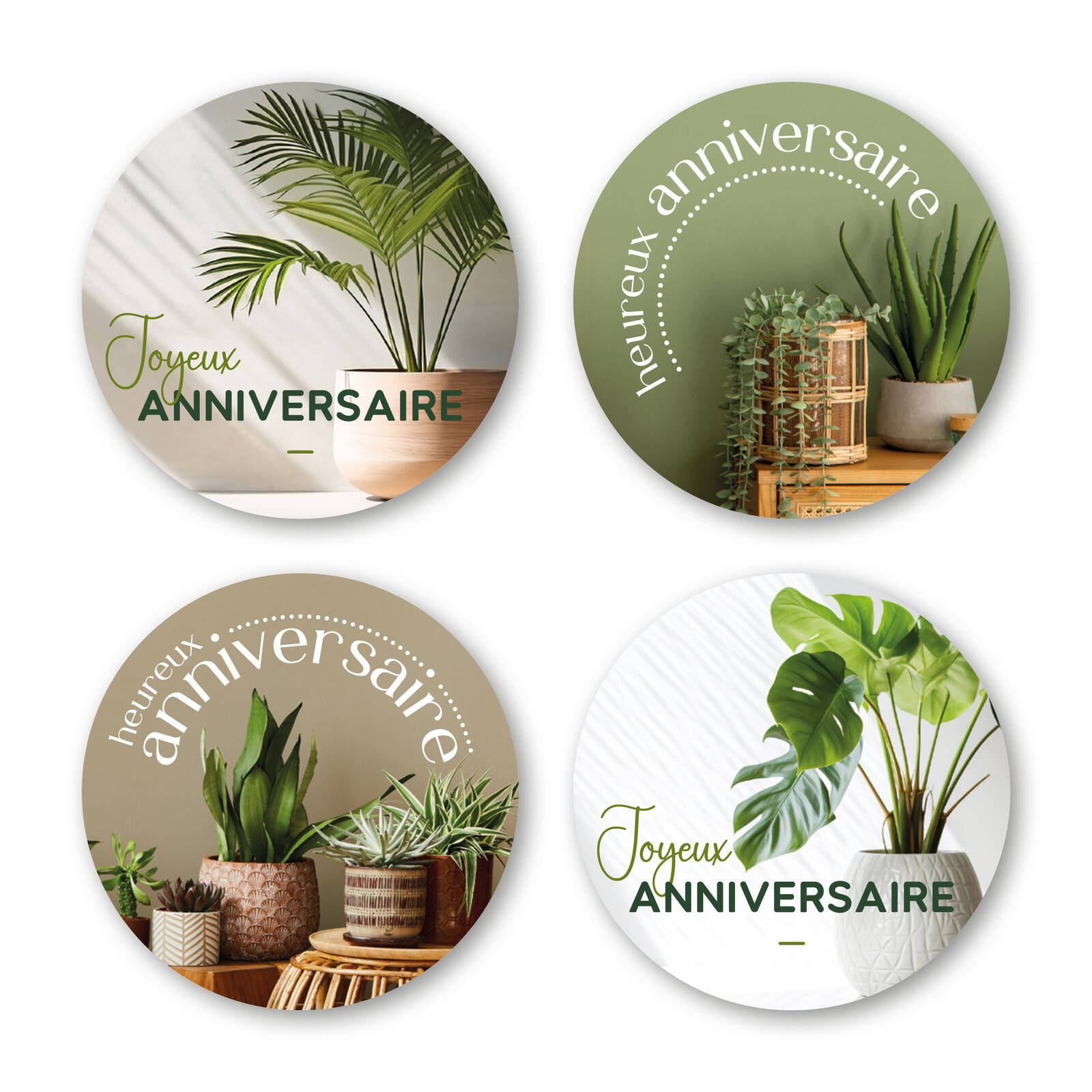 Stickers Ronds Joyeux Anniversaire - 1 Rouleau