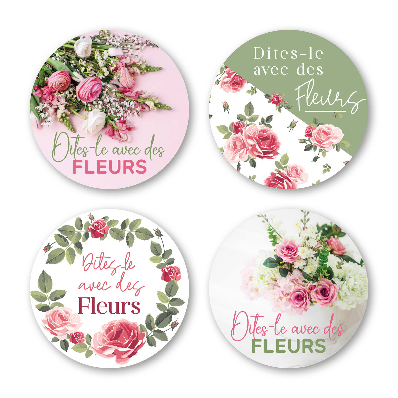 Dites-le avec des fleurs - Autocollants Ronds