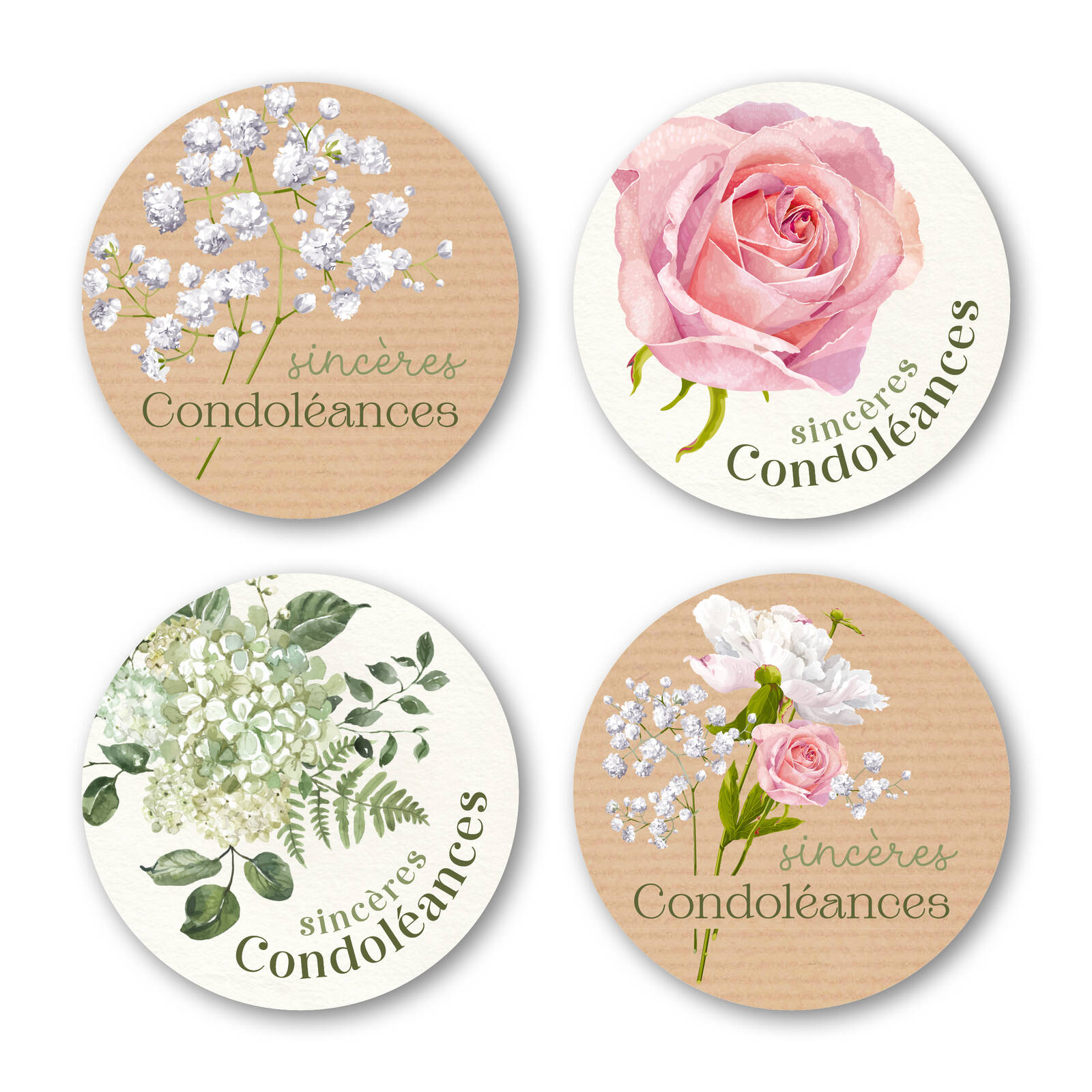 Autocollants Sincères condoléances - 1 rouleau