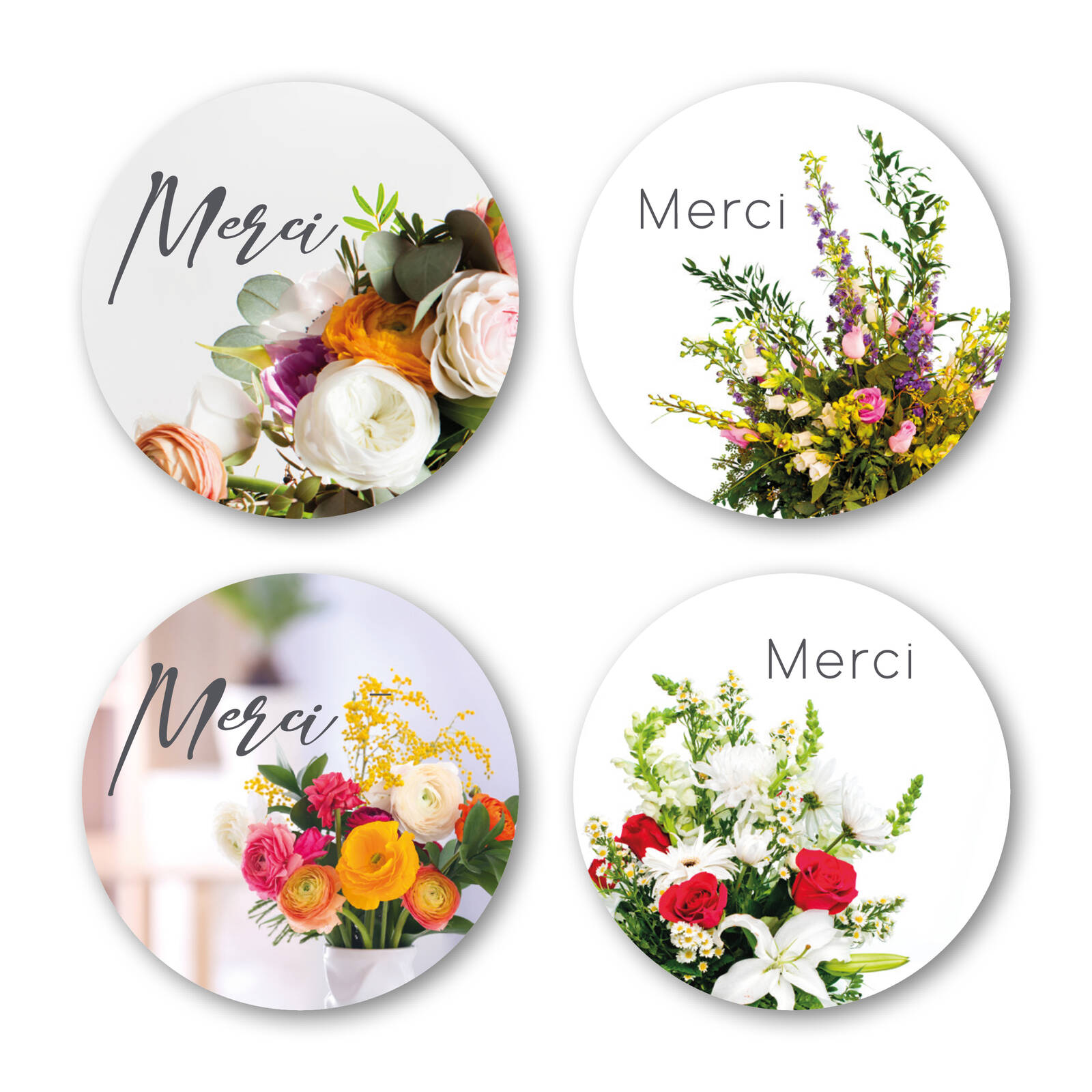 Autocollants Ronds Merci - Vendu par 1 rouleau