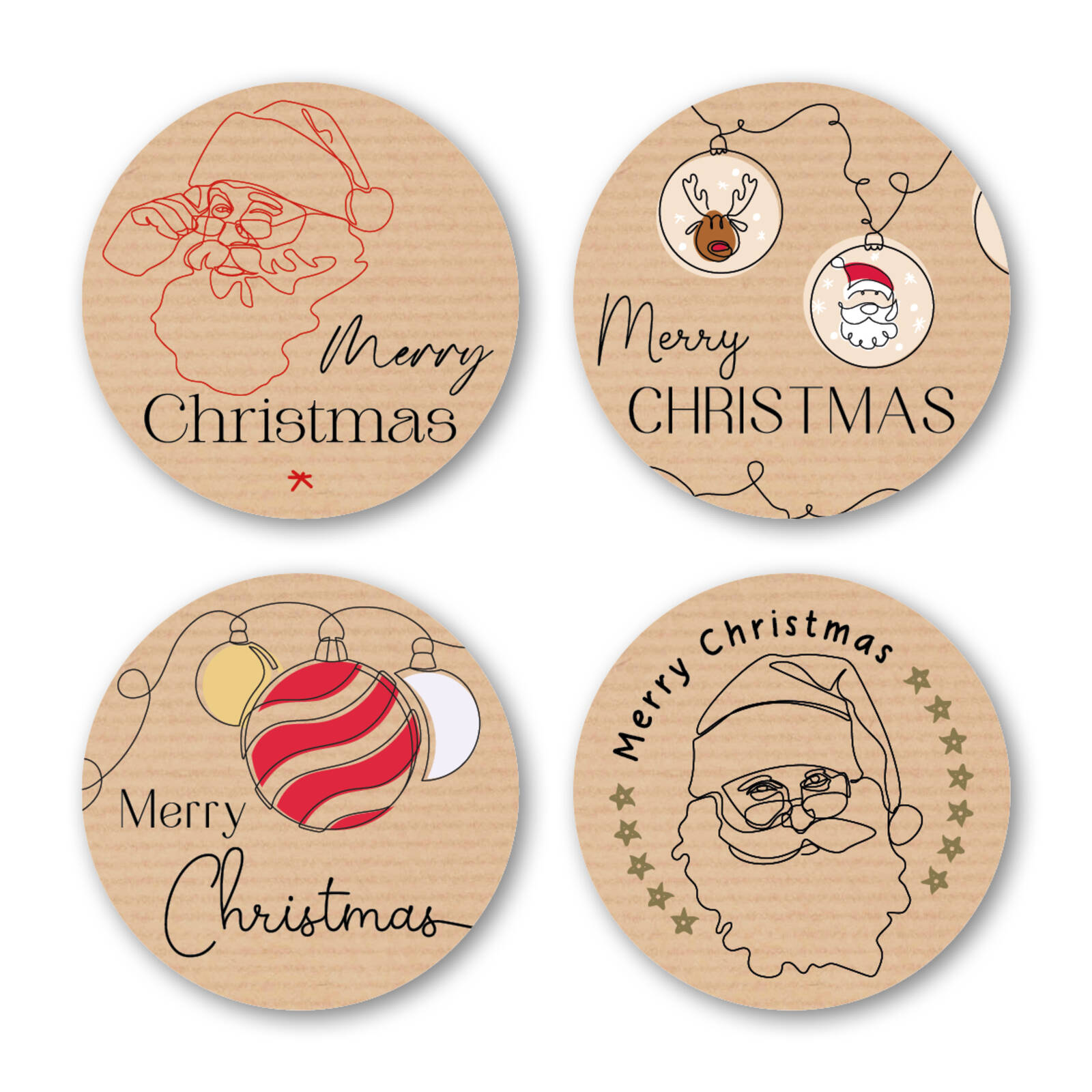 Autocollants Ronds Joyeux Noël - Quatro Rondo