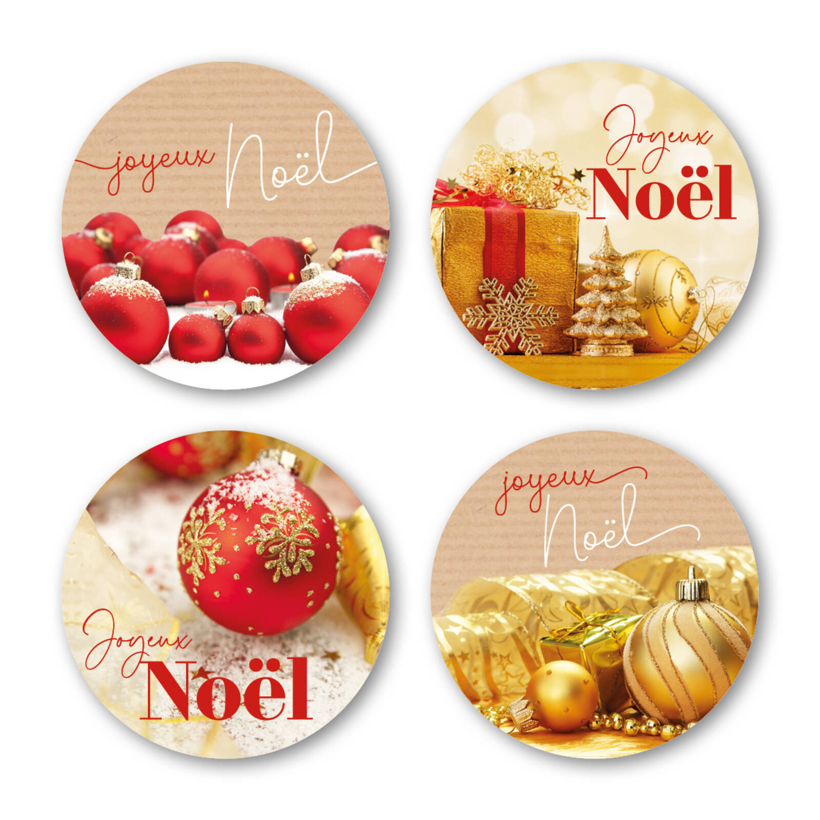 Stickers Ronds Joyeux Noël - 1 Rouleau