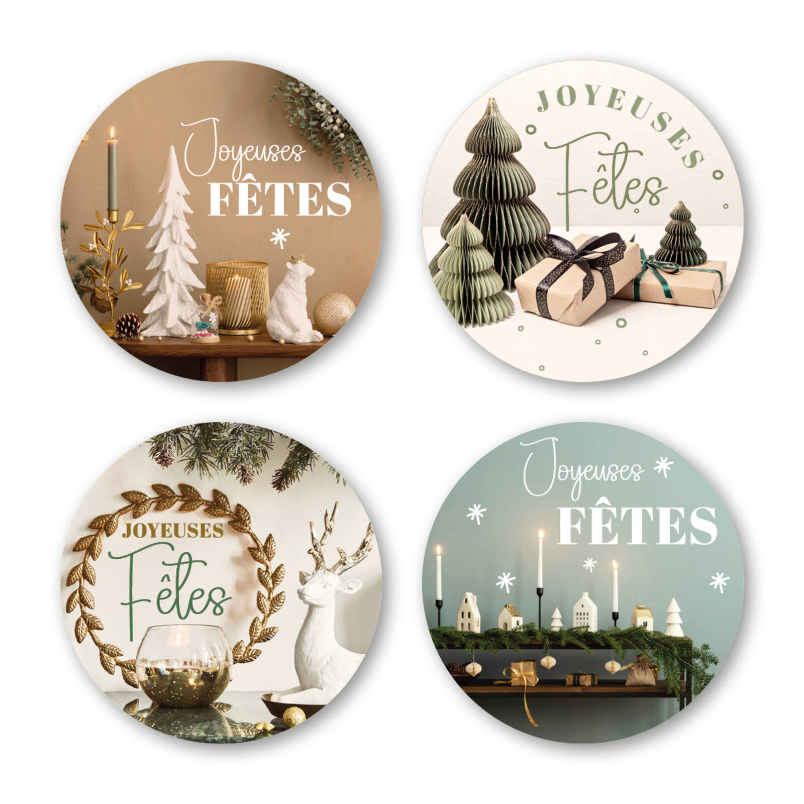 Stickers Joyeuses Fêtes - 1 Rouleau
