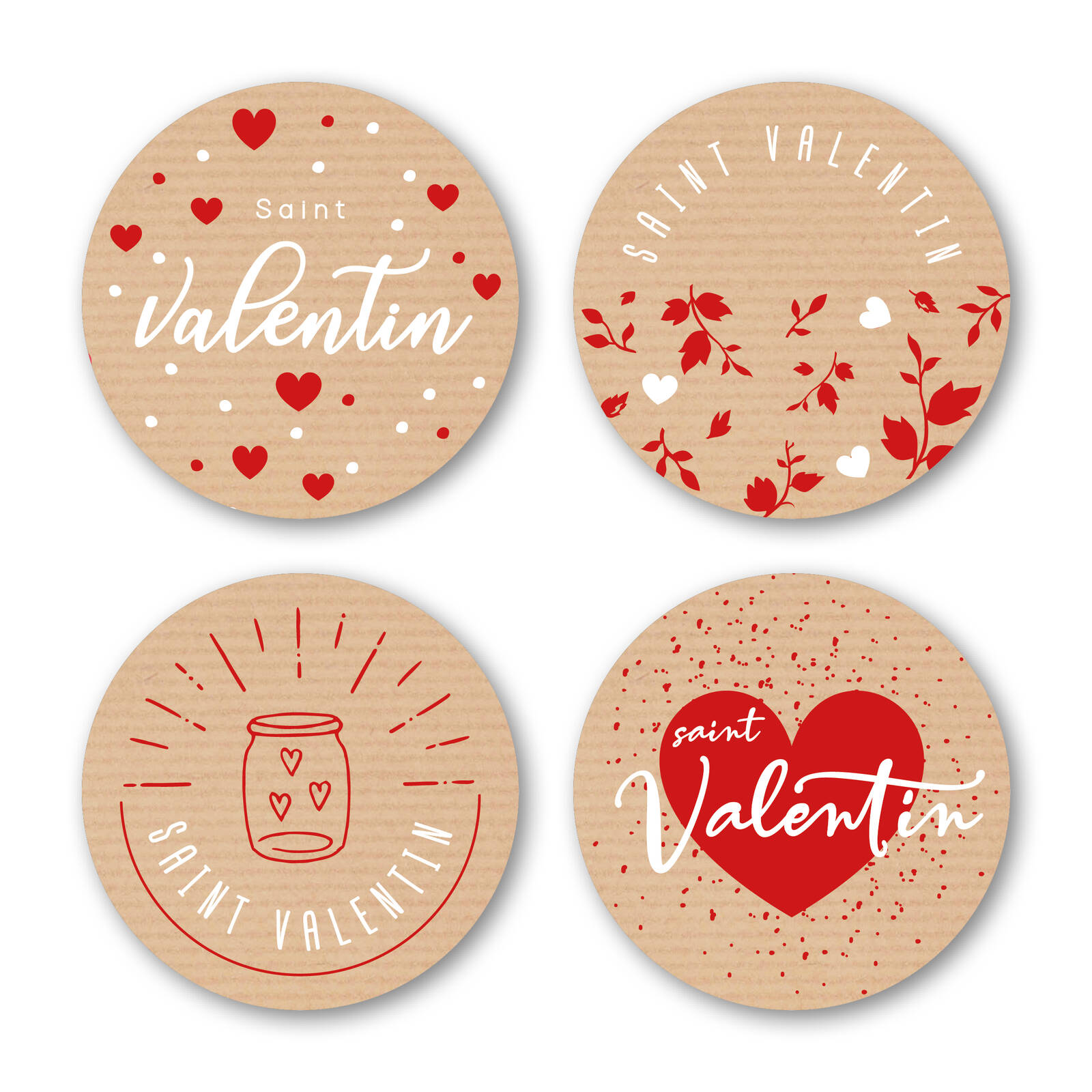 Autocollants Ronds Saint Valentin - 1 rouleau