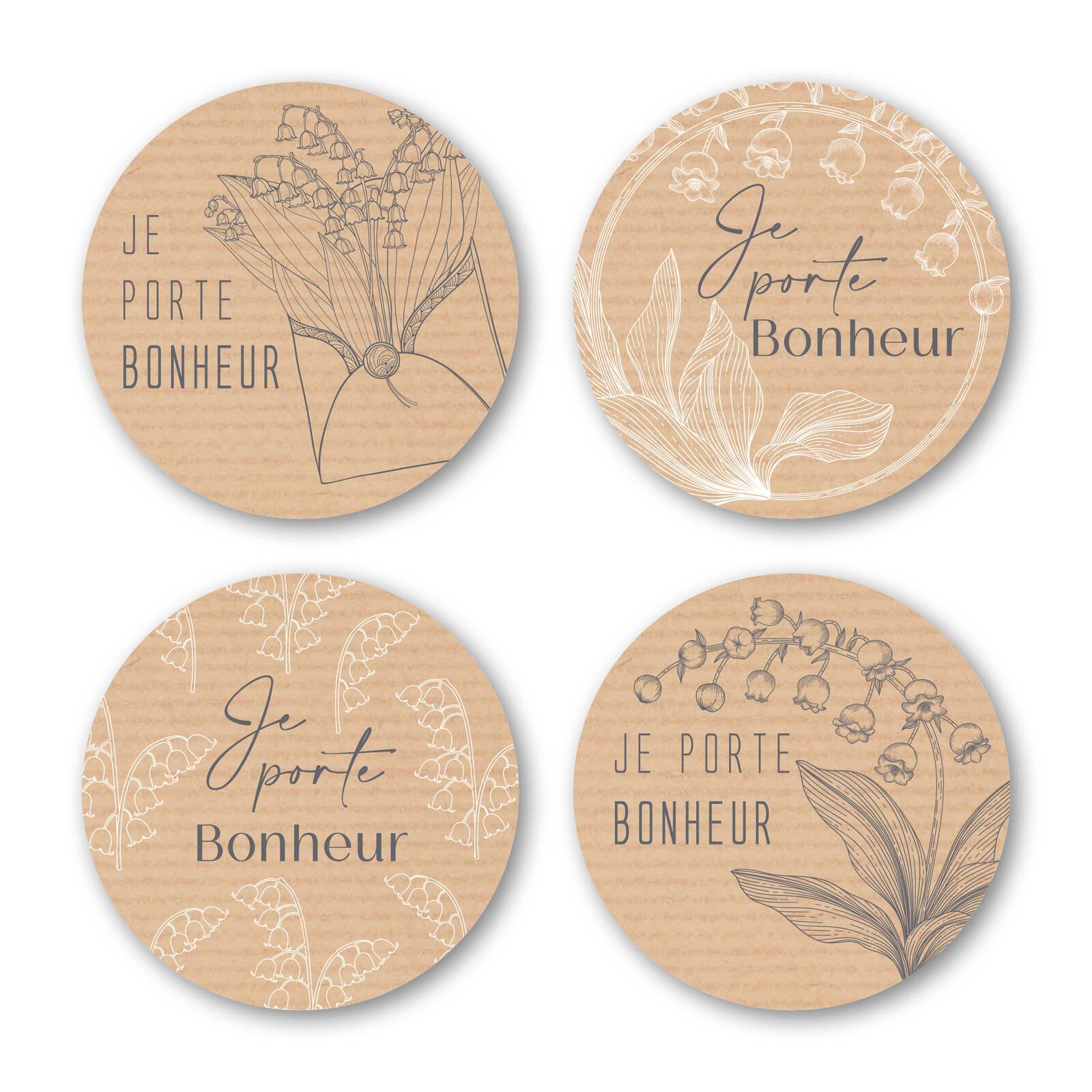 Stickers Je porte bonheur - 1 rouleau