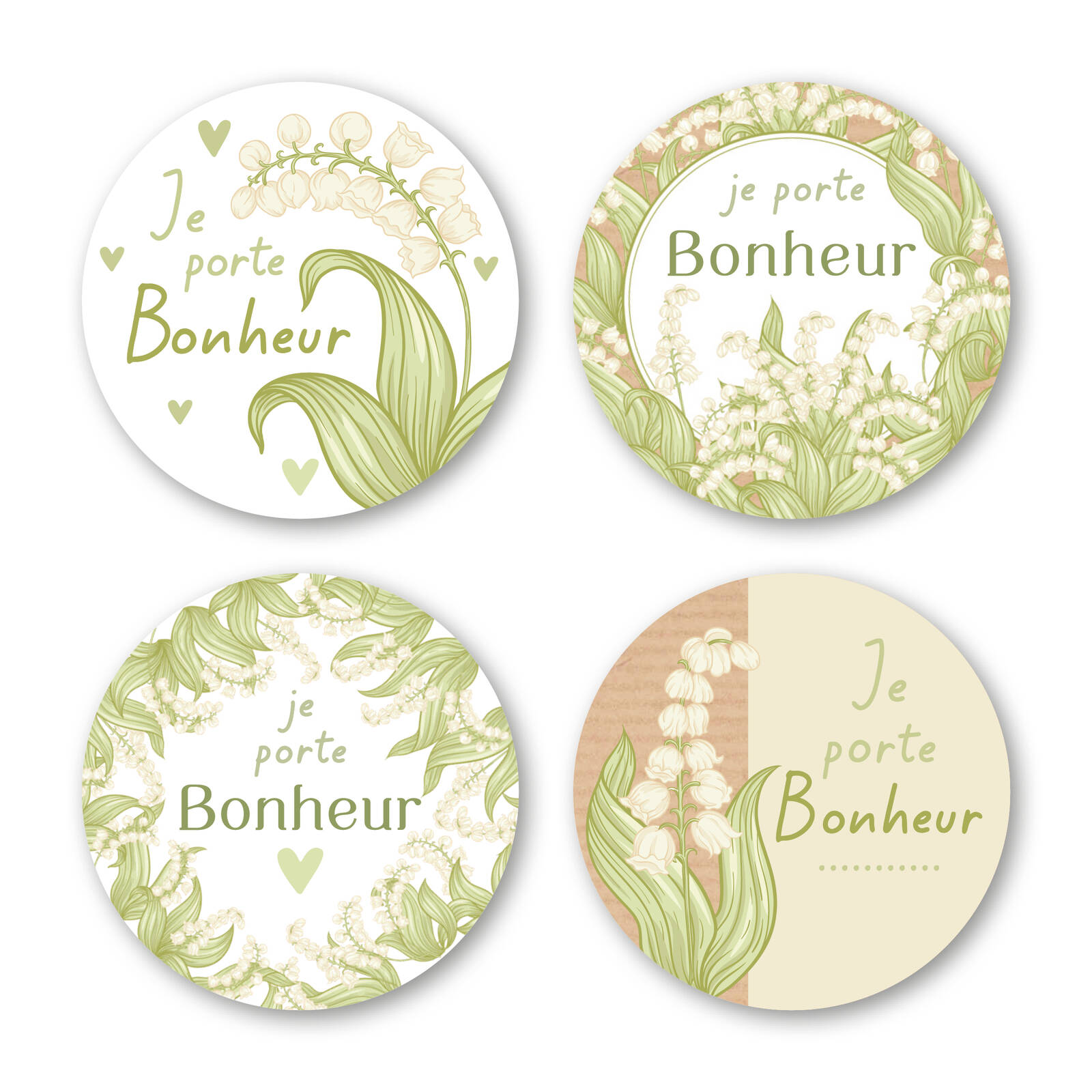 Autocollants ronds Je porte bonheur - 1 rouleau