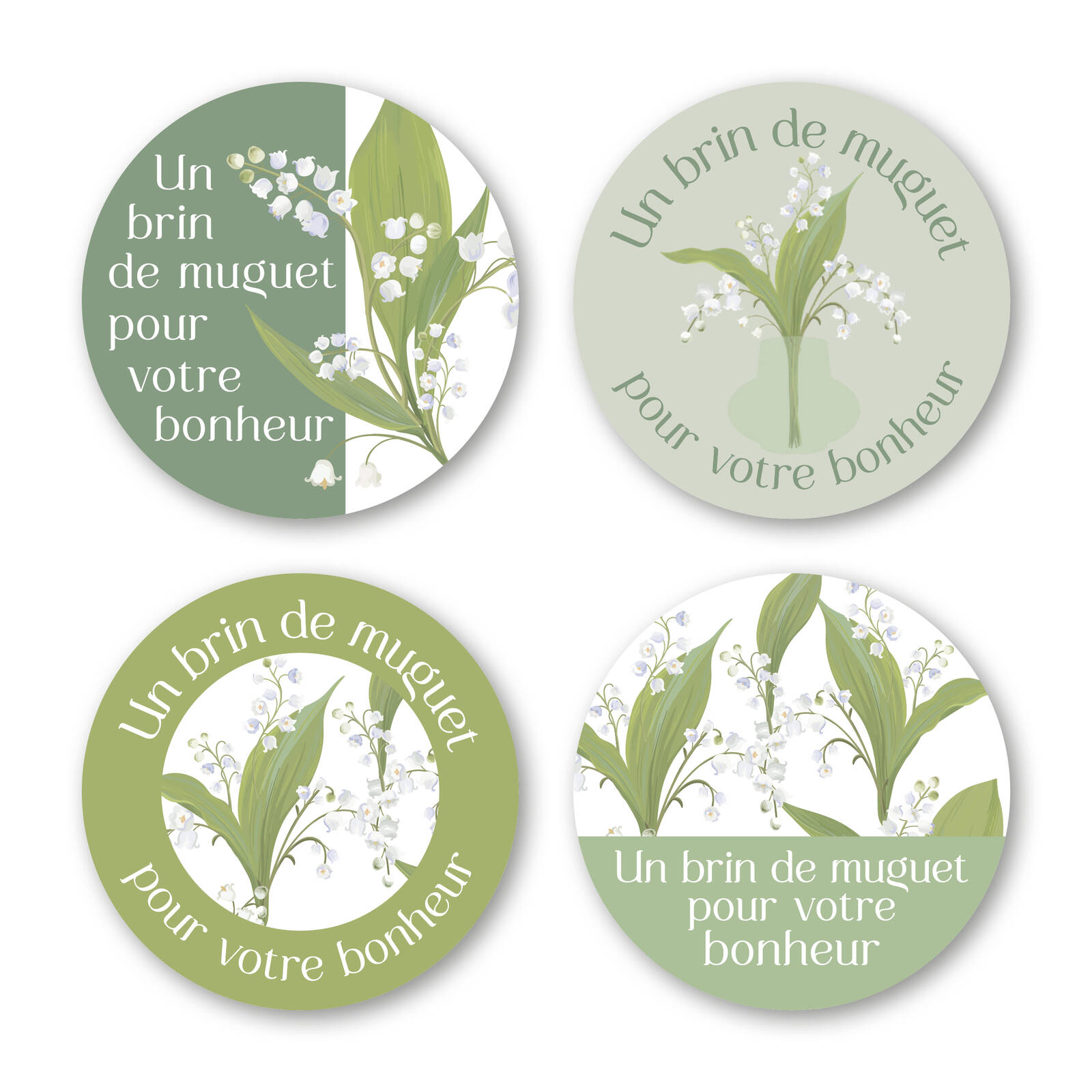 Stickers Ronds Je porte bonheur - 1 Rouleau