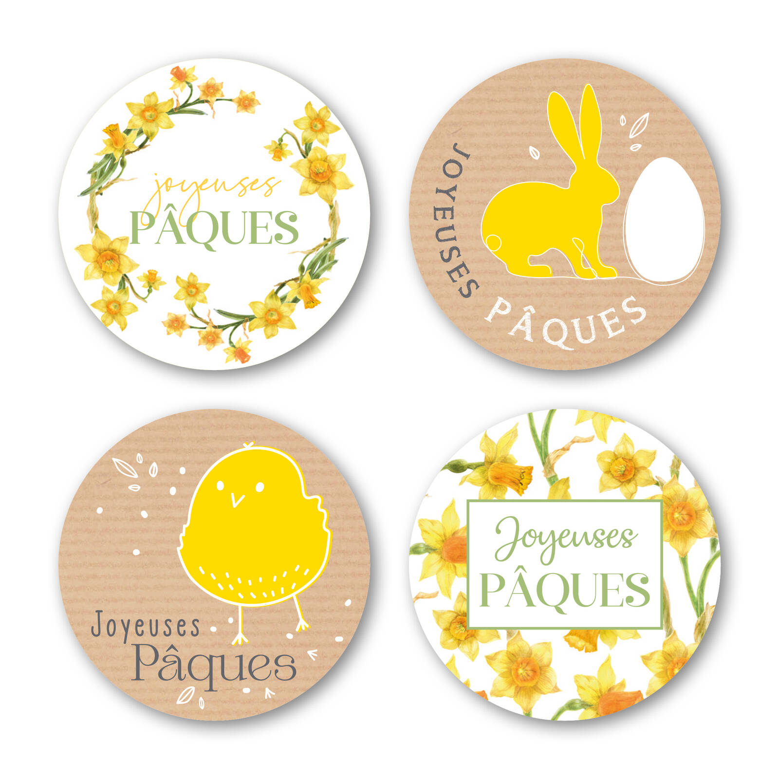 Stickers Ronds Joyeuses Pâques - 1 Rouleau