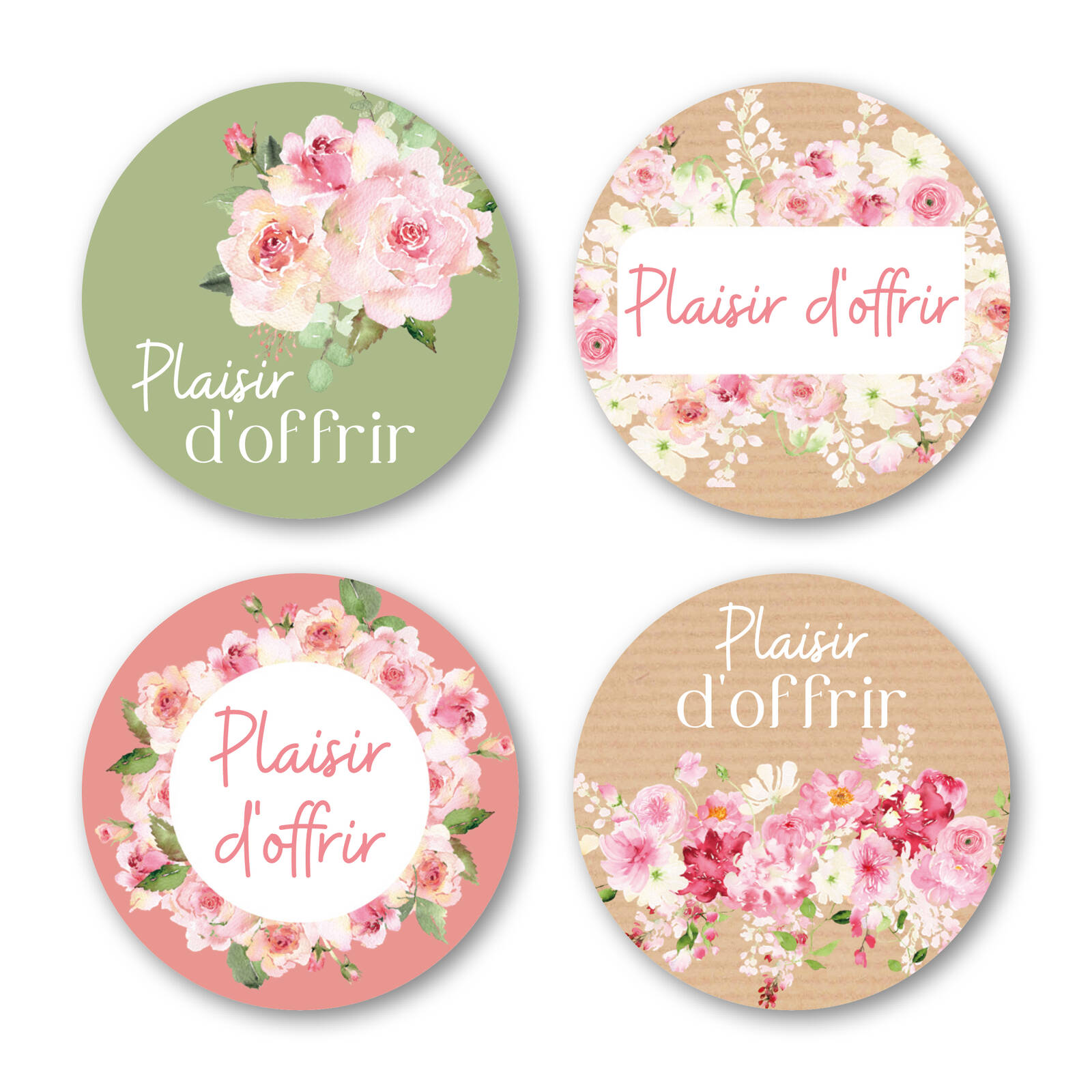 Stickers Ronds Plaisir d'offrir - 1 Rouleau