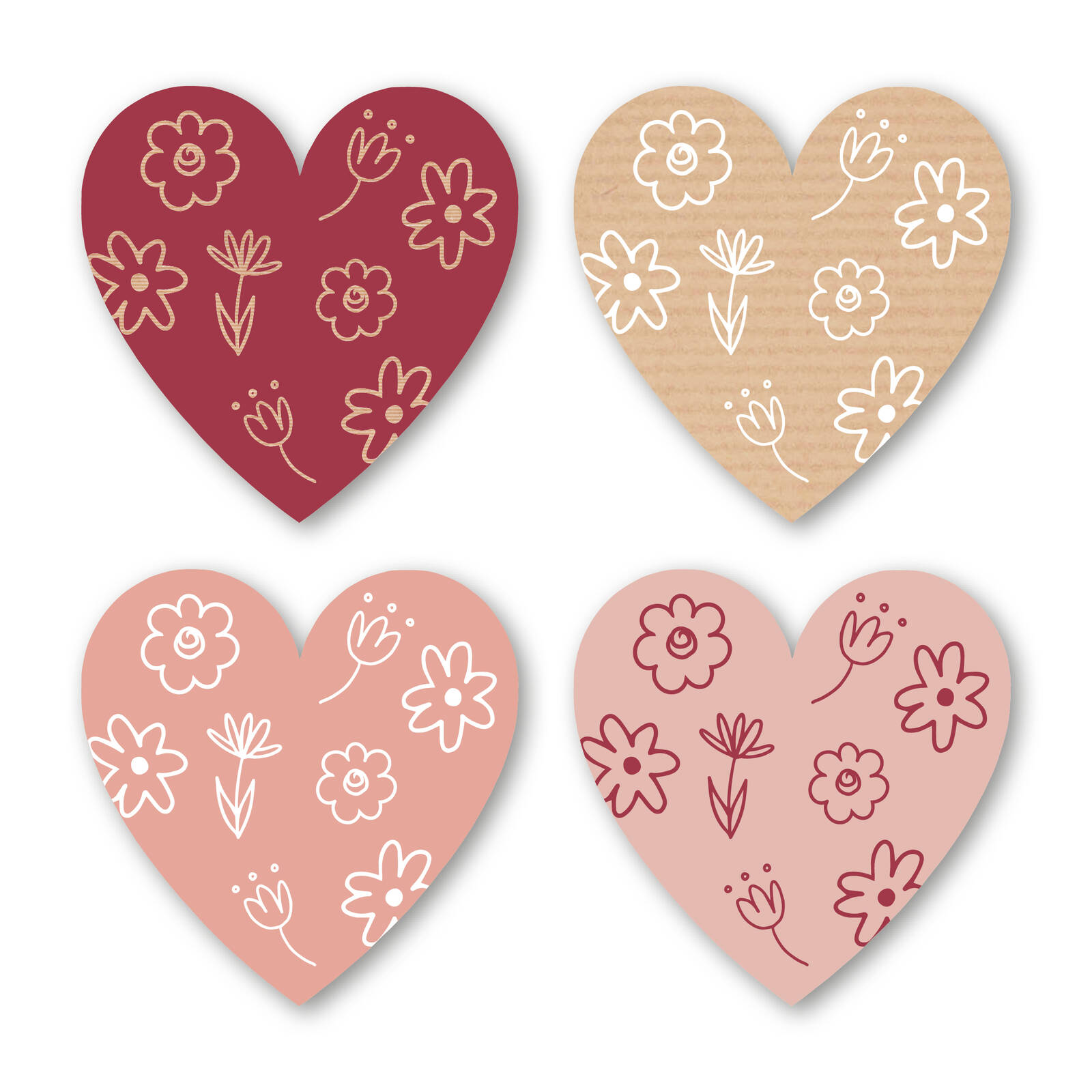 Autocollants Coeur Fleurs - Rouleau de 1