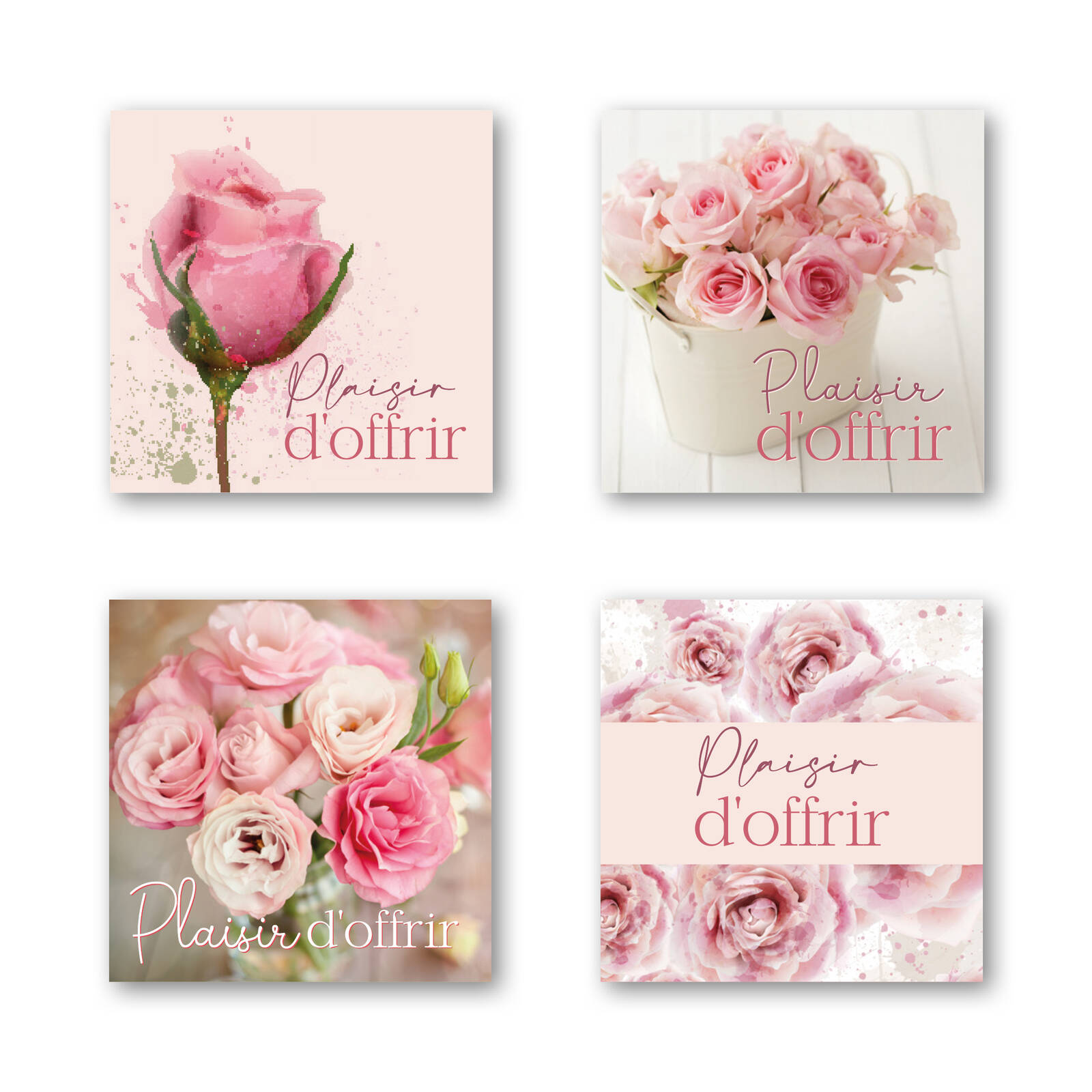 Stickers Carrés Plaisir d'Offrir - 1 Rouleau