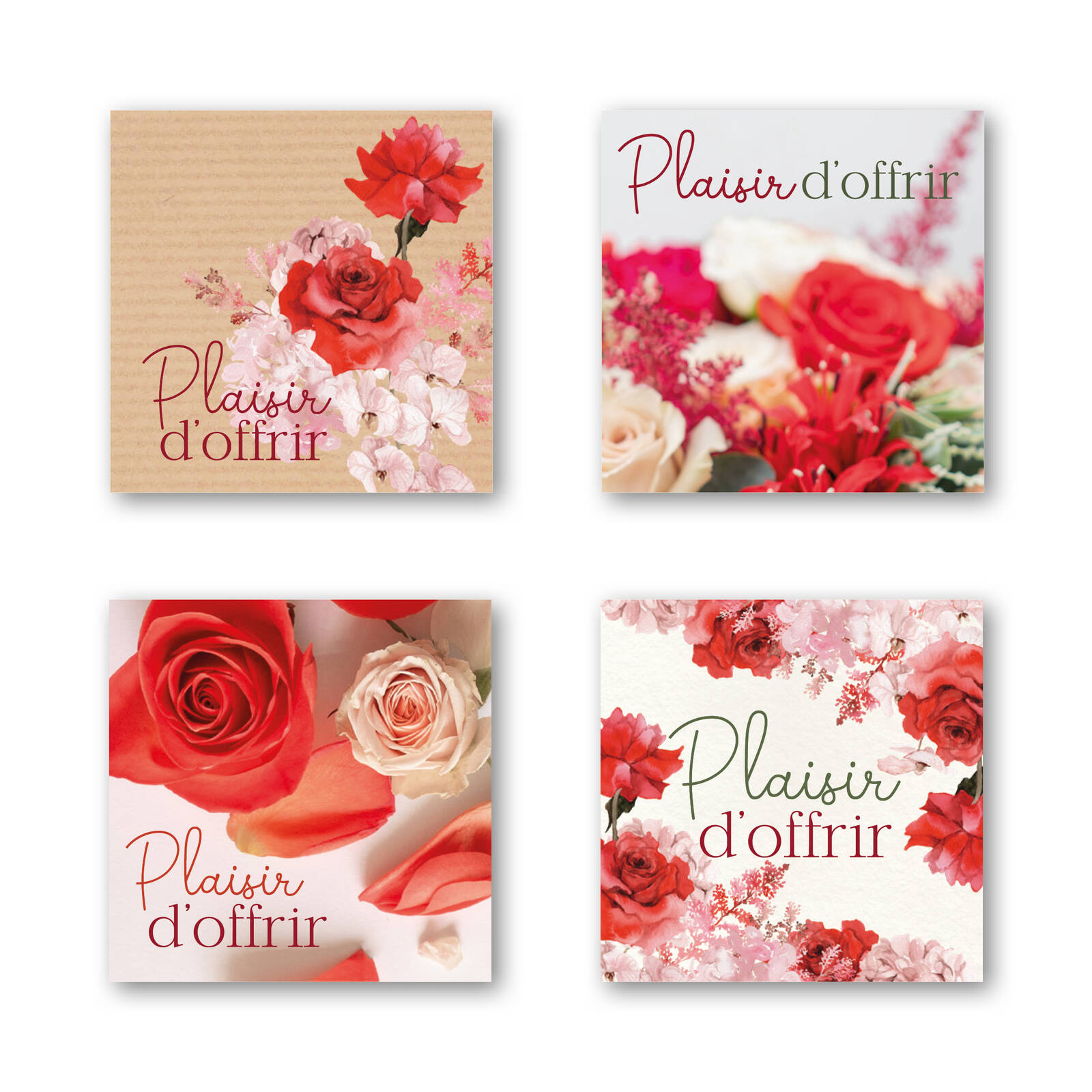 Stickers Carrés Plaisir d'Offrir - 1 Rouleau