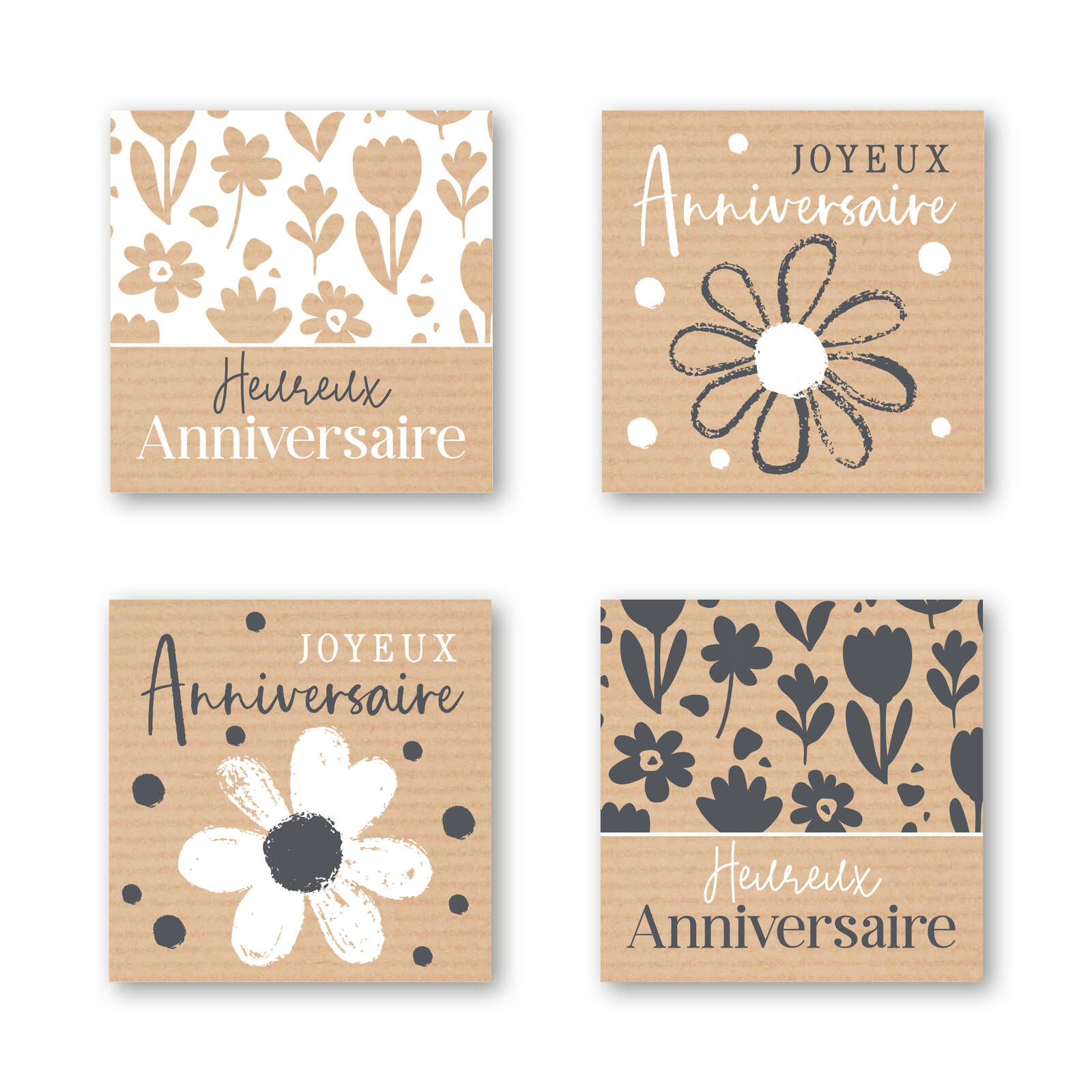 Heureux anniversaire - Autocollants carrés