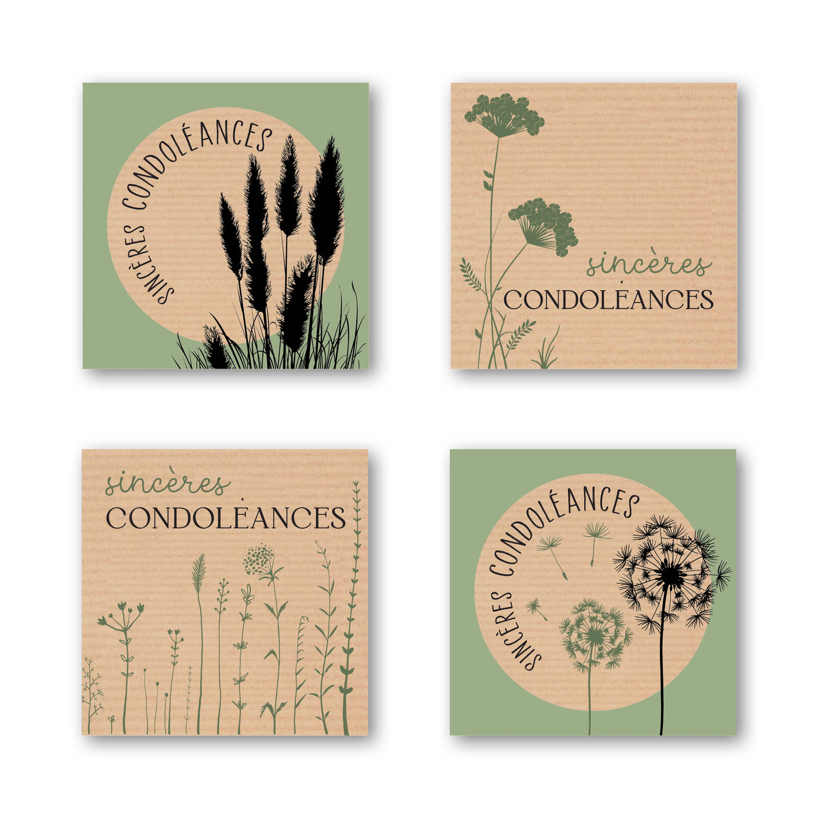 Stickers Sincères Condoléances - 1 rouleau