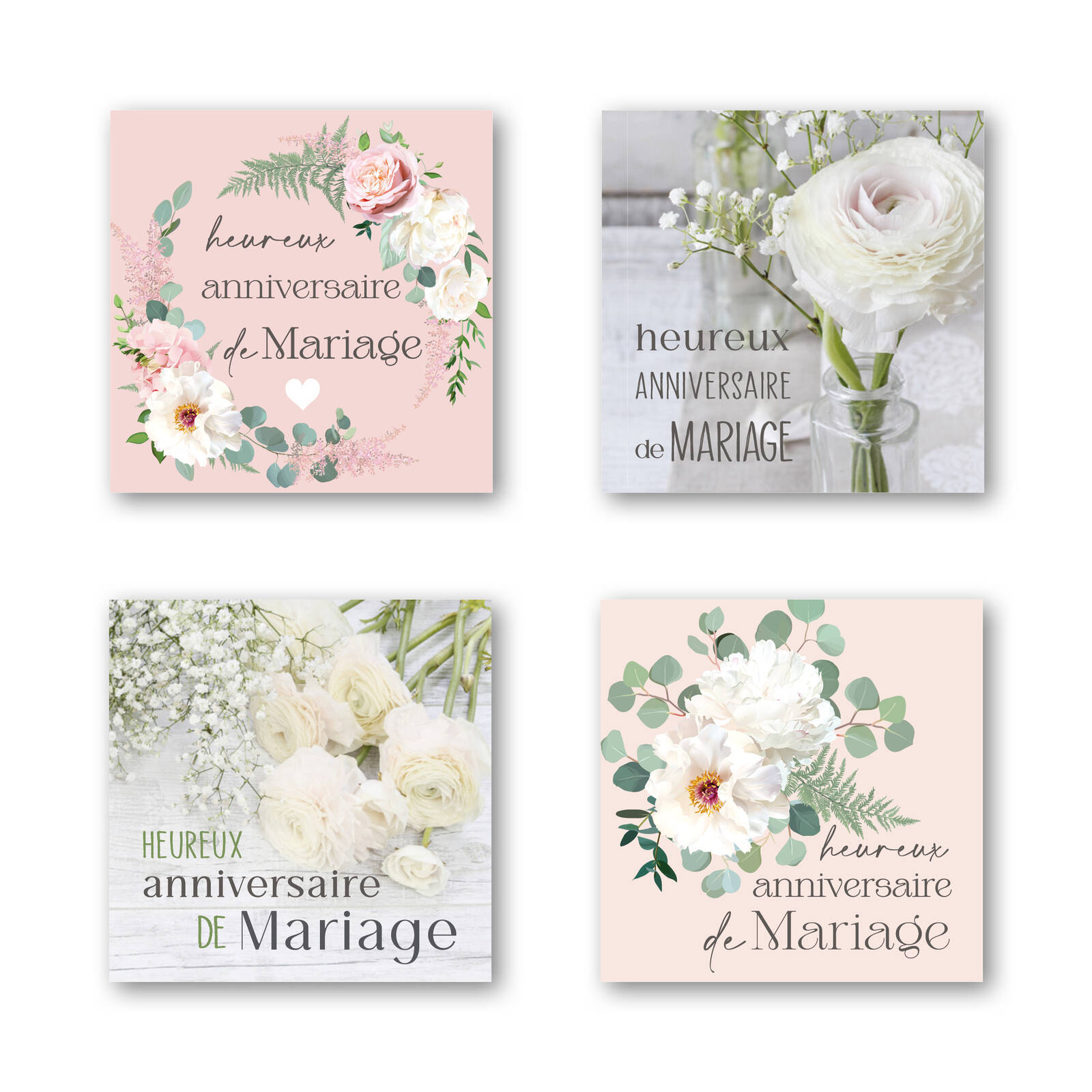 Heureux anniversaire de mariage - Autocollants carrés