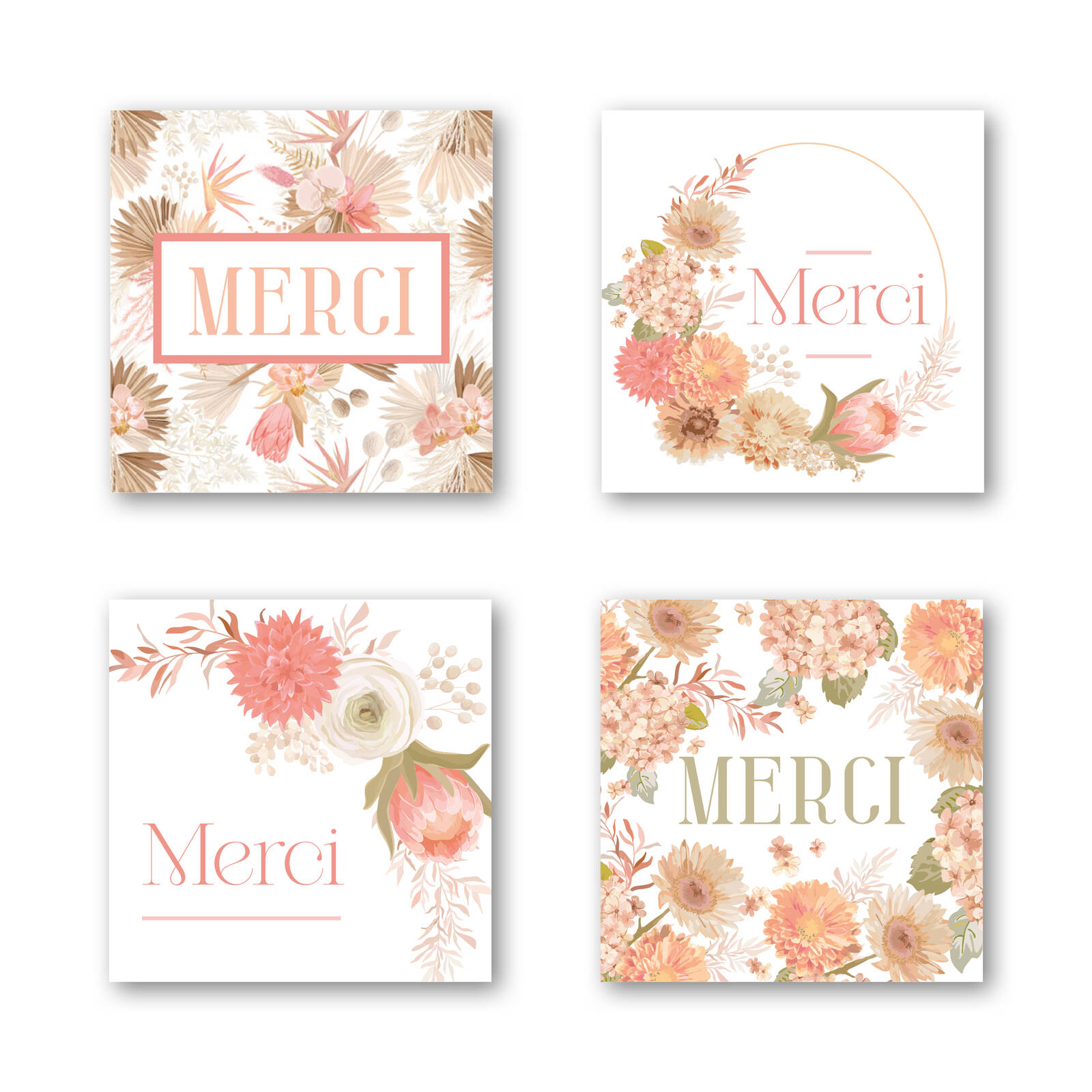 Autocollants Merci Carrés - 1 Rouleau