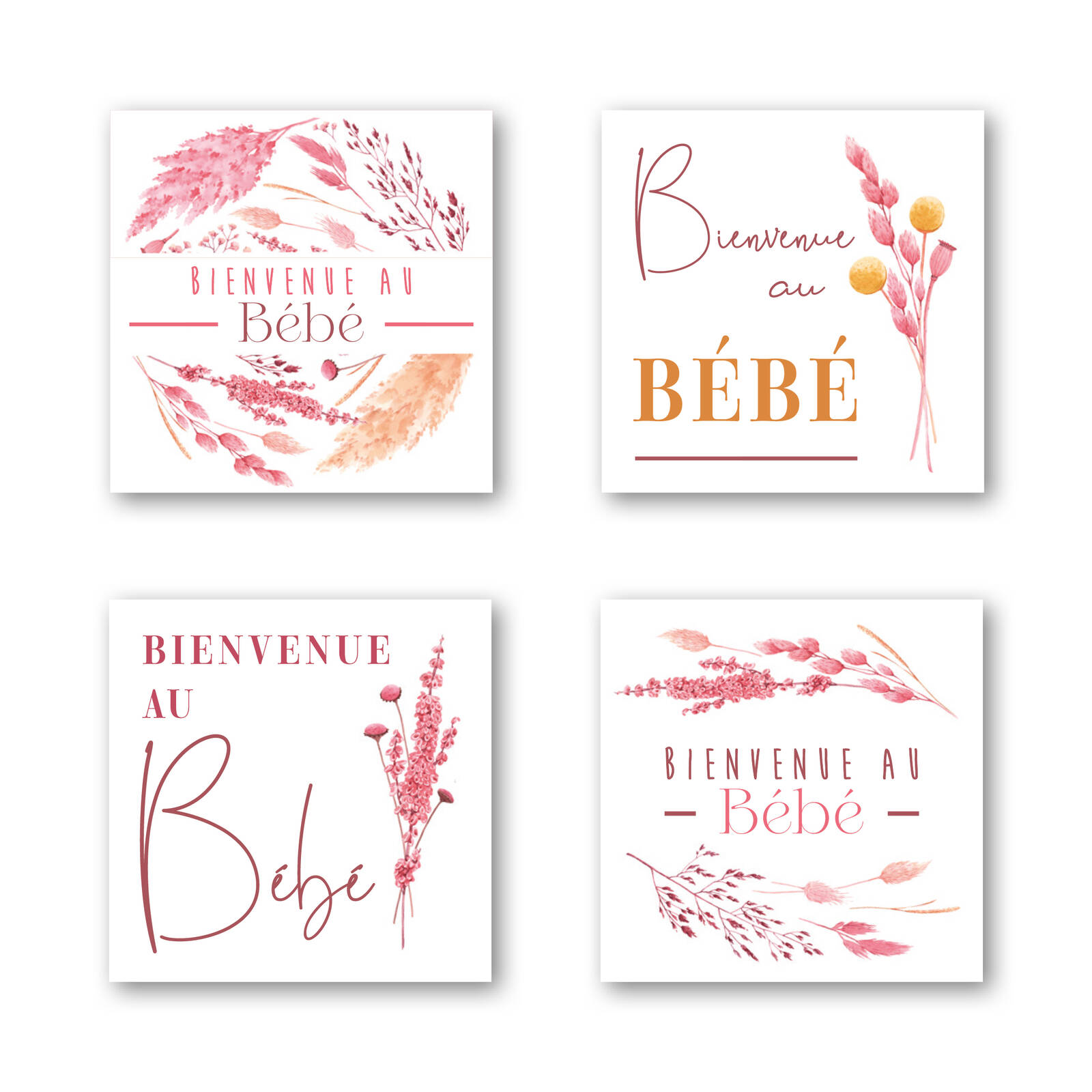 Bienvenue au bébé - Autocollants carrés