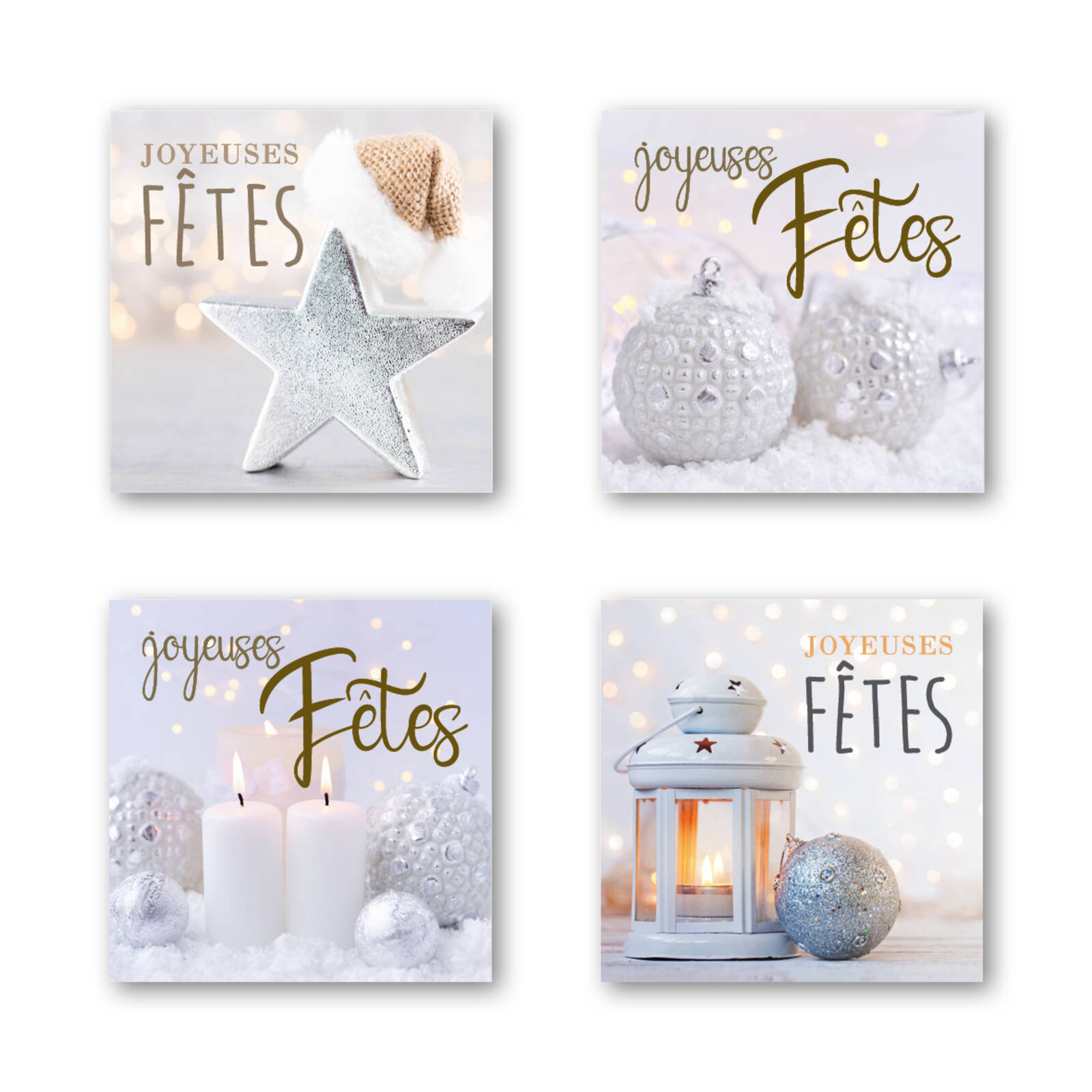 Autocollants Carrés Joyeuses Fêtes - 1 Rouleau