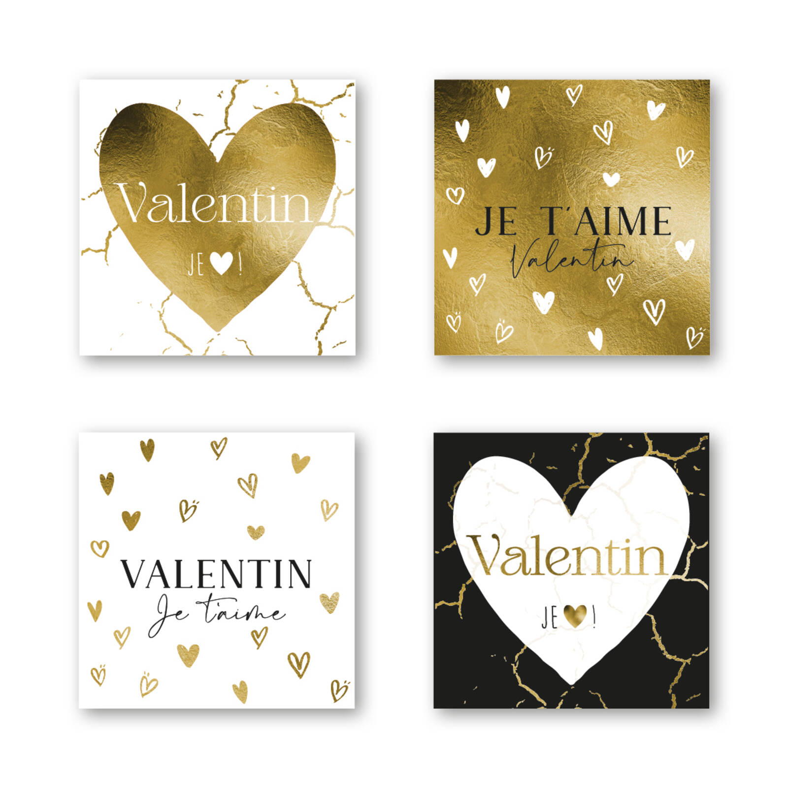 Autocollants carrés Valentin - 1 rouleau