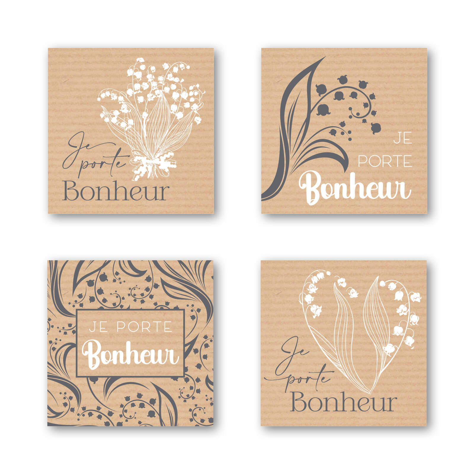 Je porte bonheur - Autocollants Carrés Rouleau