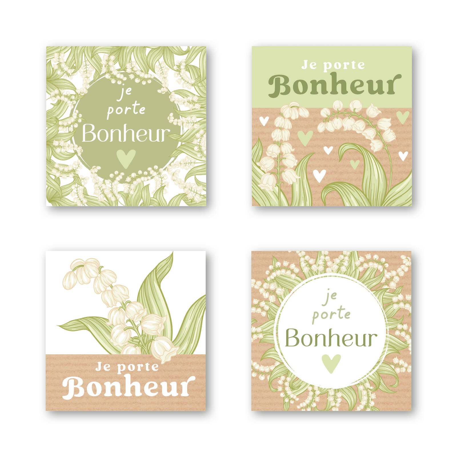 Je porte bonheur - Autocollants Carrés