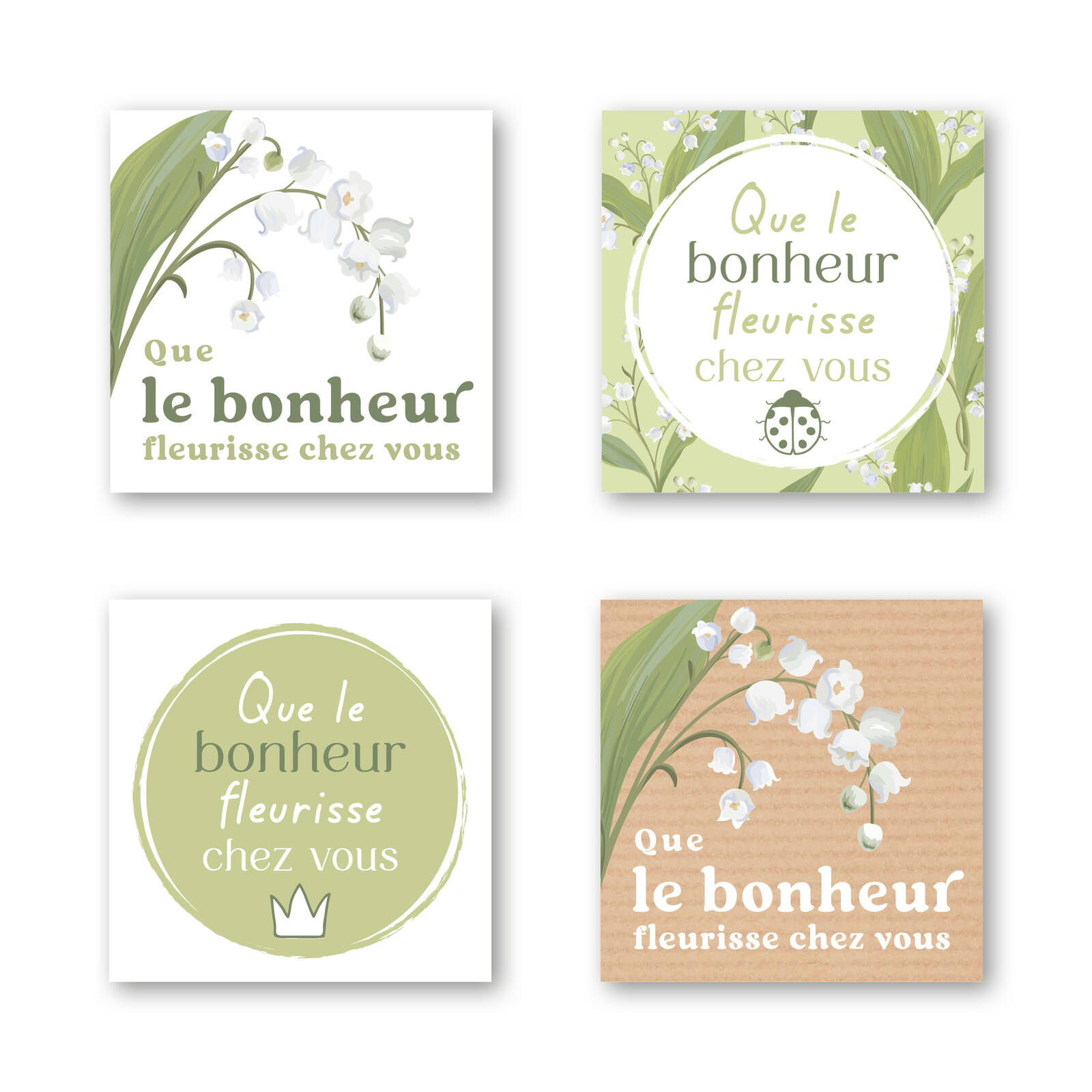 Je porte bonheur - Autocollants Carrés