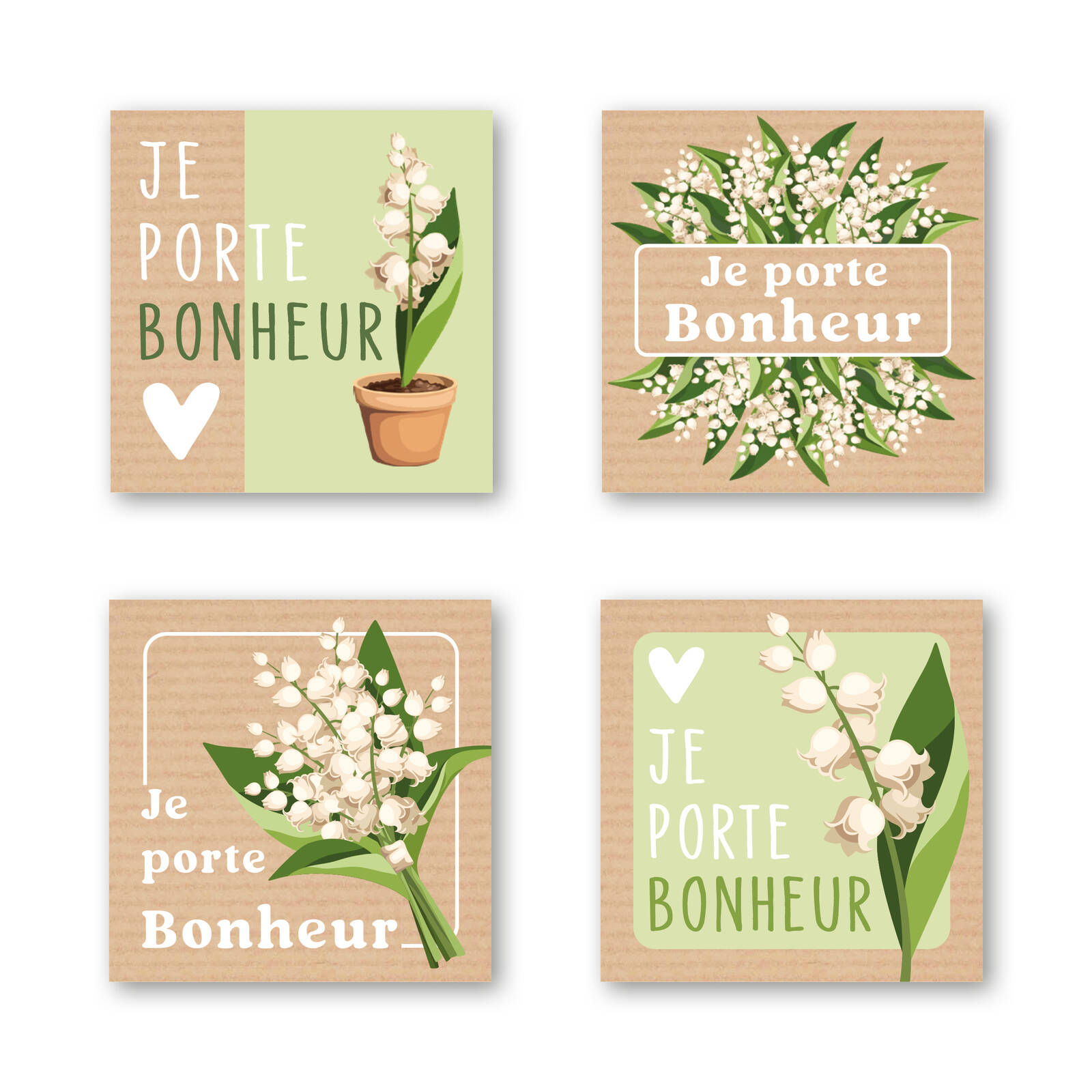 Je porte bonheur - Autocollants Carrés