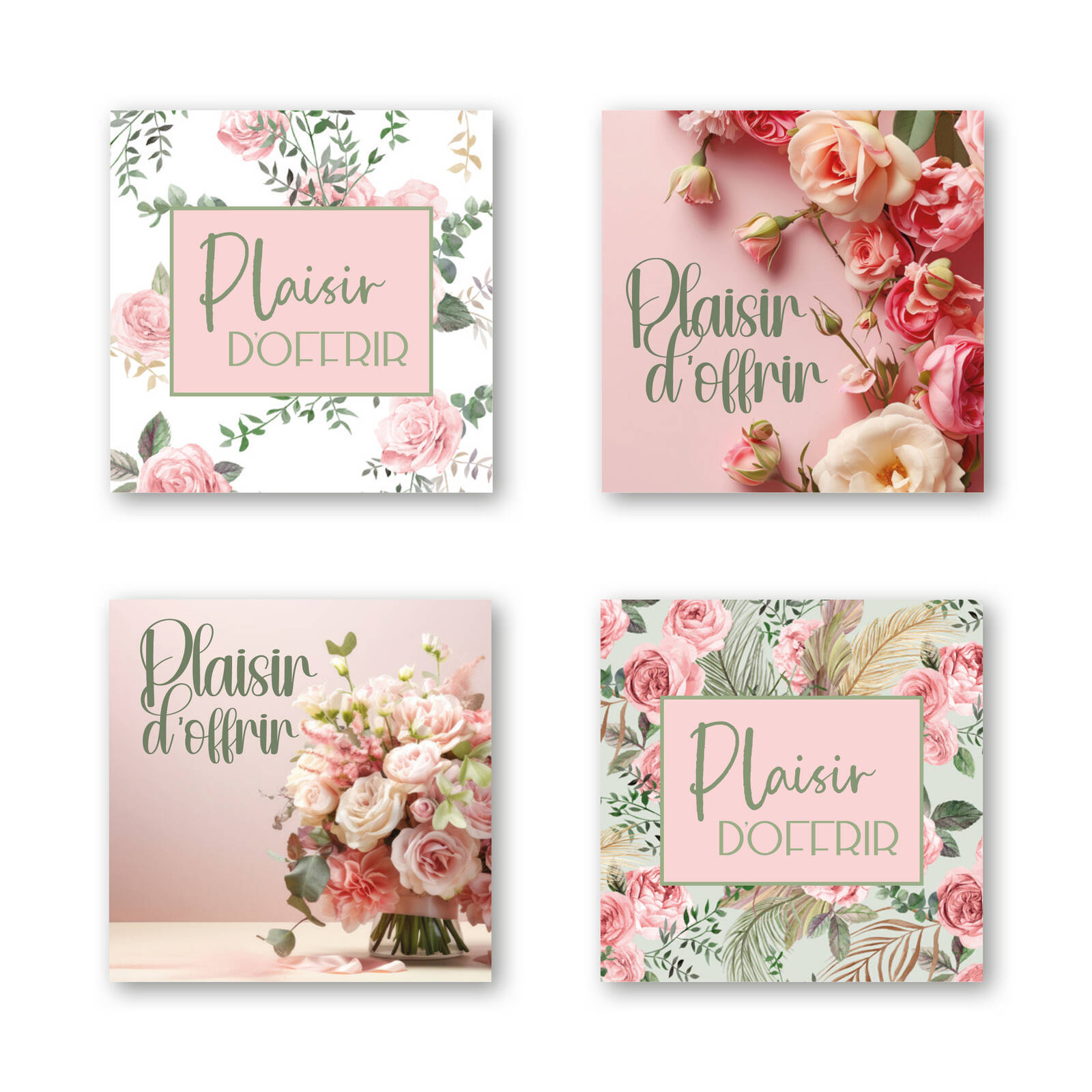 Stickers Carrés Plaisir d'Offrir - 1 Rouleau