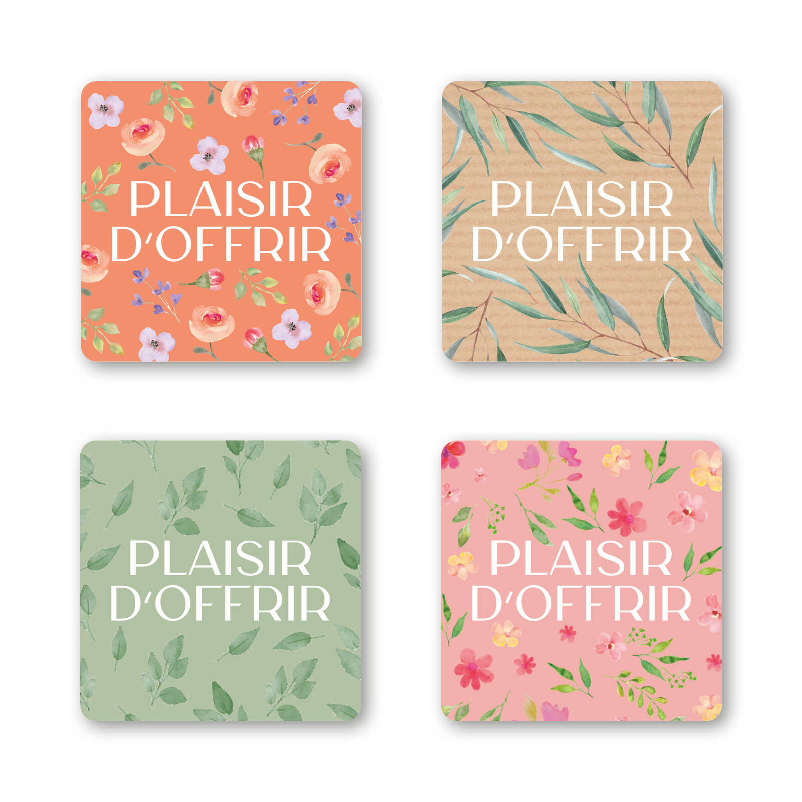 Stickers Carrés Plaisir d'Offrir - 1 Rouleau