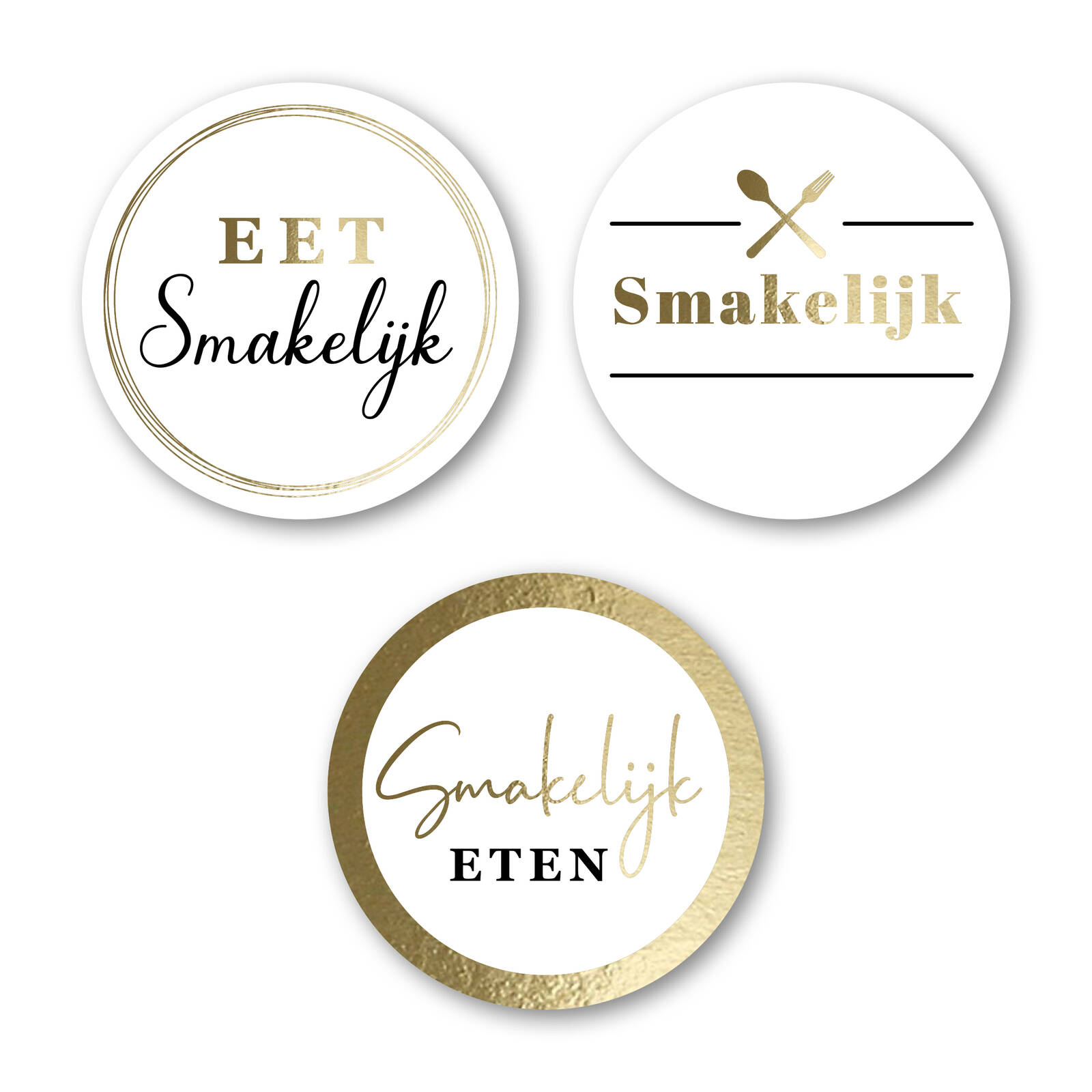 Autocollants Ronds Eet Smakelijk - 1 Rouleau