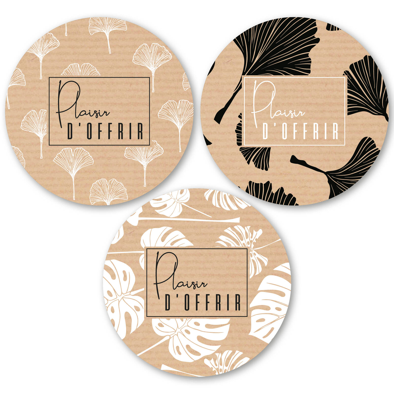 Stickers Ronds Plaisir d'Offrir - 1 Rouleau