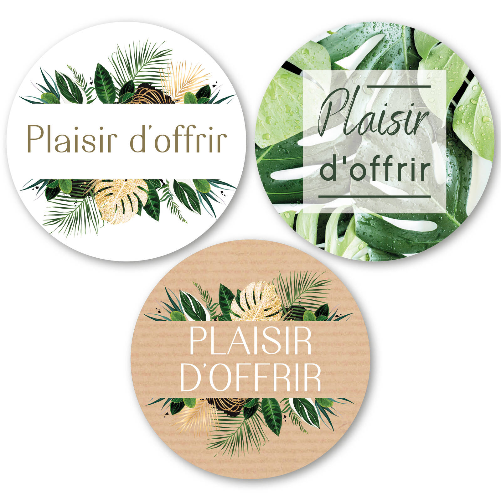 Stickers Ronds Plaisir d'offrir - 1 Rouleau