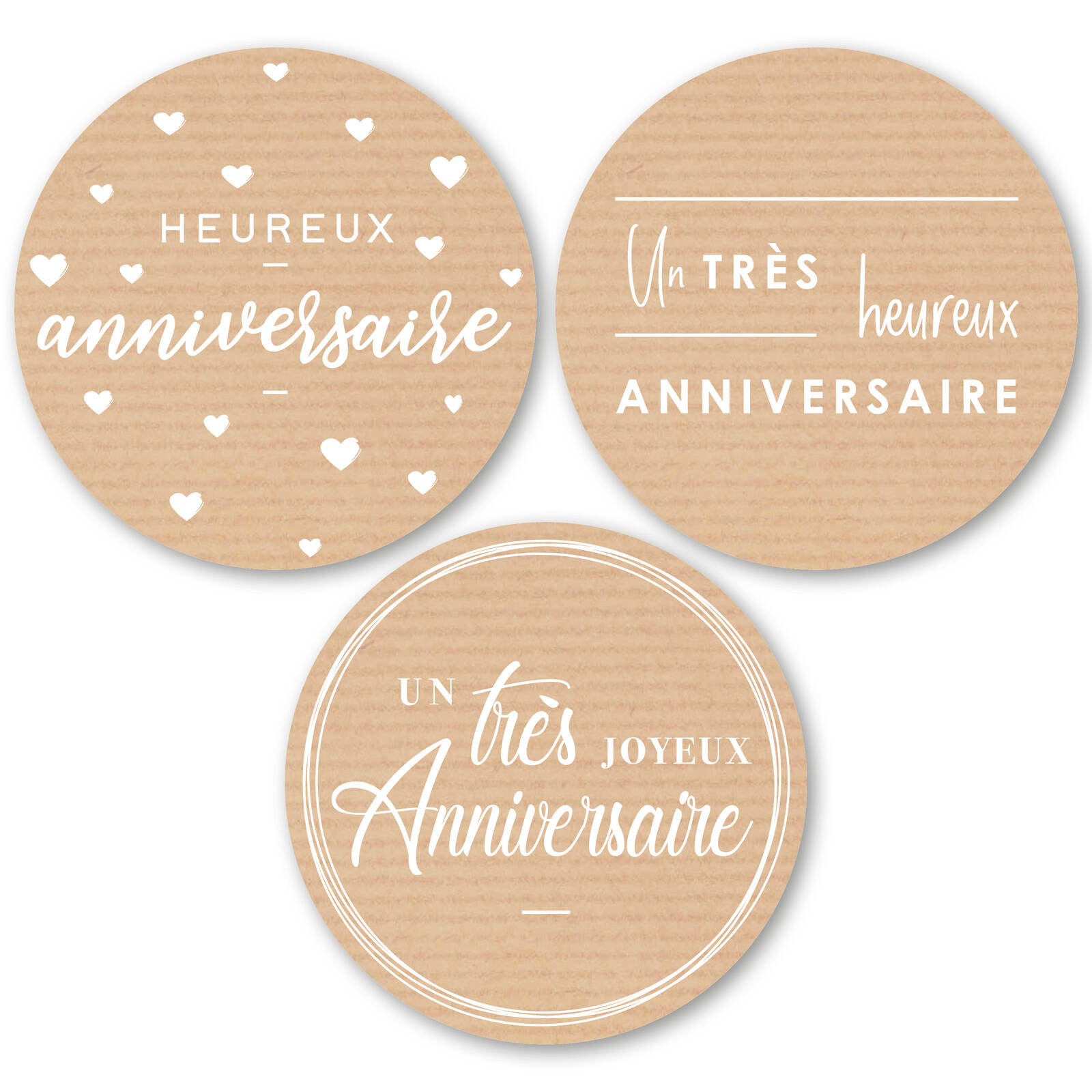 Autocollants Ronds Heureux Anniversaire - 1 Rouleau